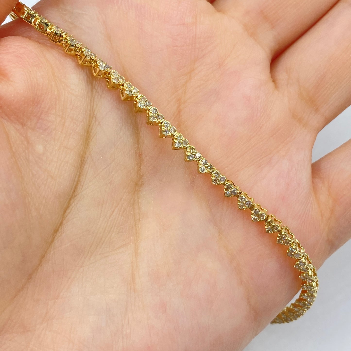 14K Heart Link Tennis Chain 17"