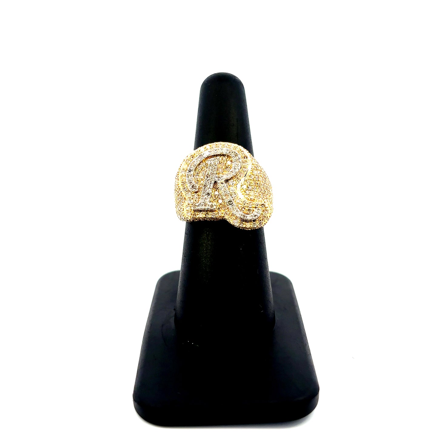 10K Bubble Script Initial Diamond Ring