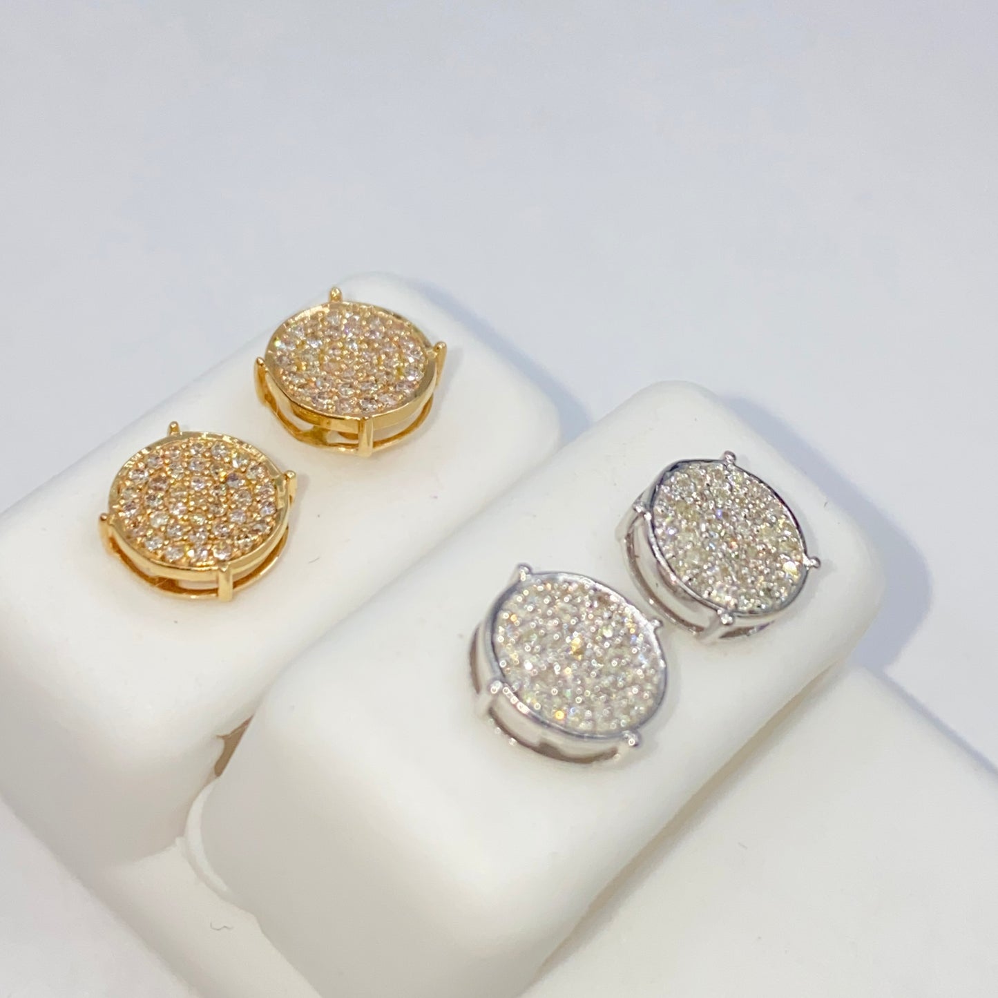 14K 8MM Circle Diamond Earrings