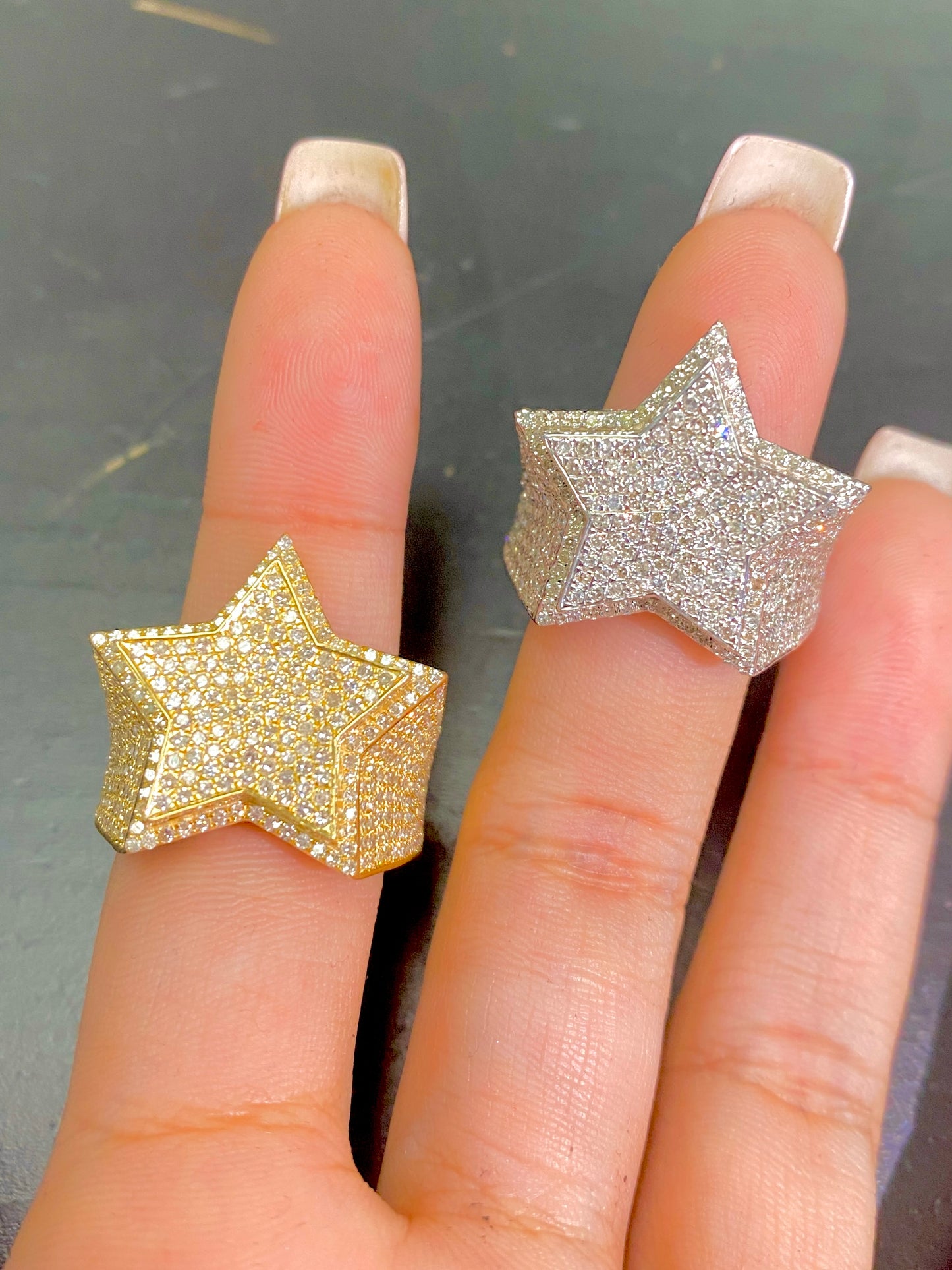 10K 3D Star Diamond Ring