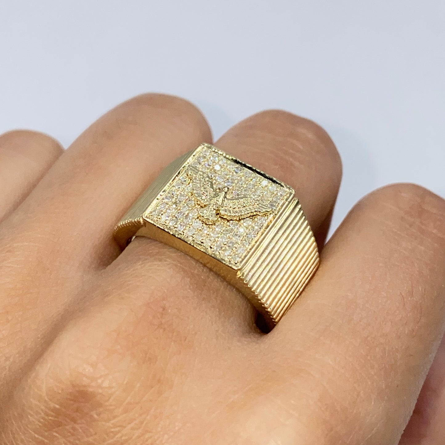 10K Freedom Eagle Bird Diamond Ring