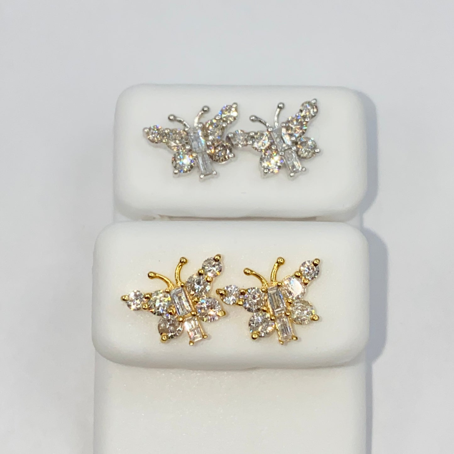 14K Butterfly Diamond Baguette Earrings