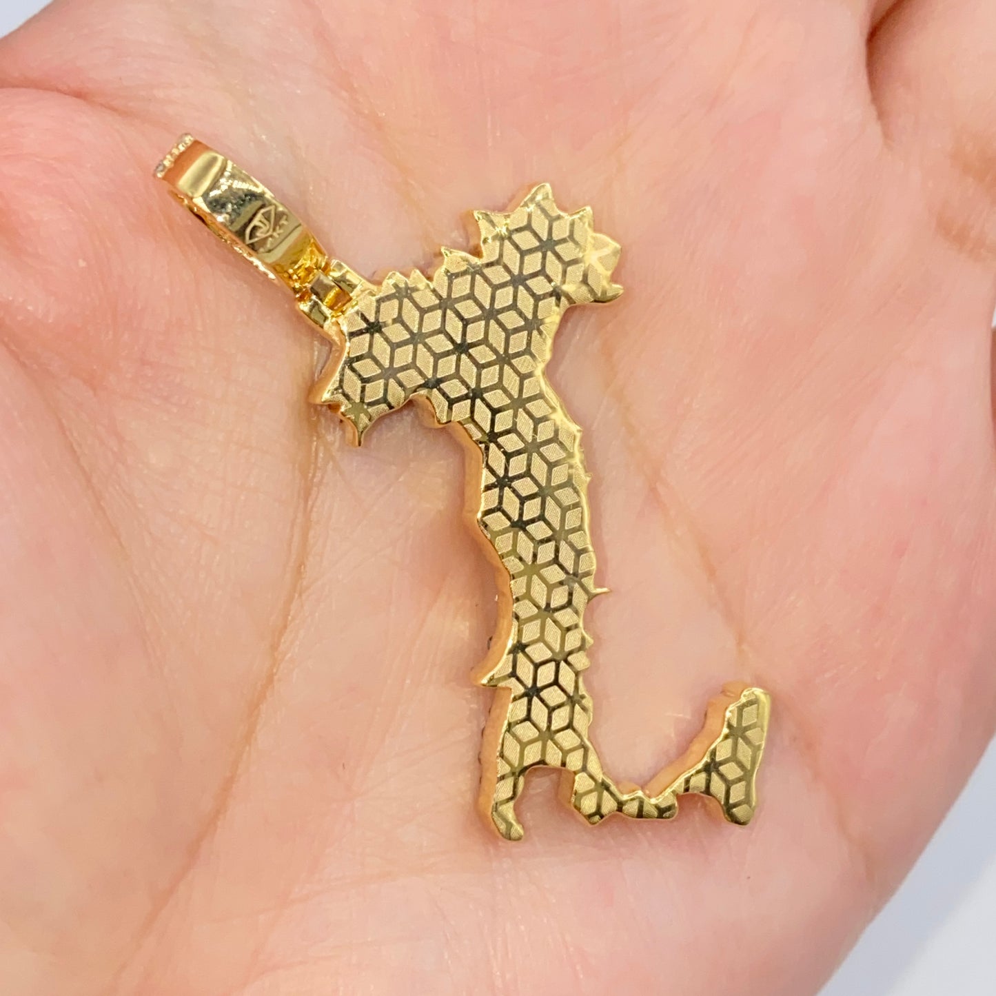 14K Italy Flag Diamond Pendant
