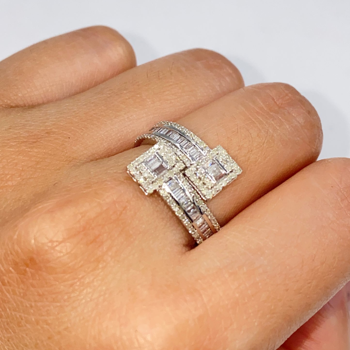 14K Square Bangle Wrap Diamond Ring