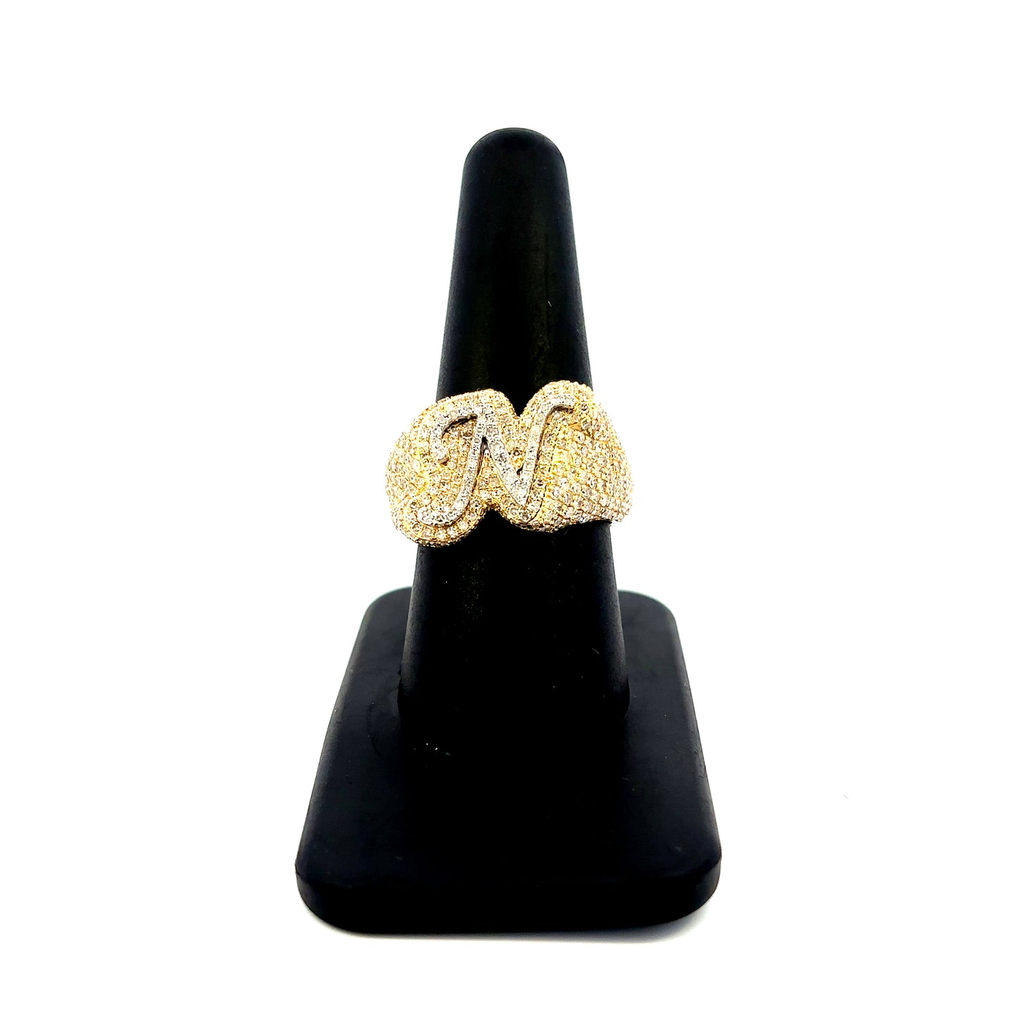 10K Bubble Script Initial Diamond Ring