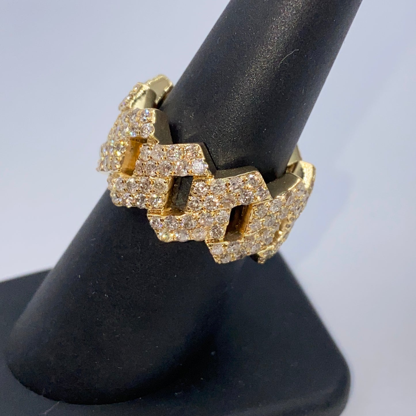 14K 12.9MM Cuban Link Diamond Ring