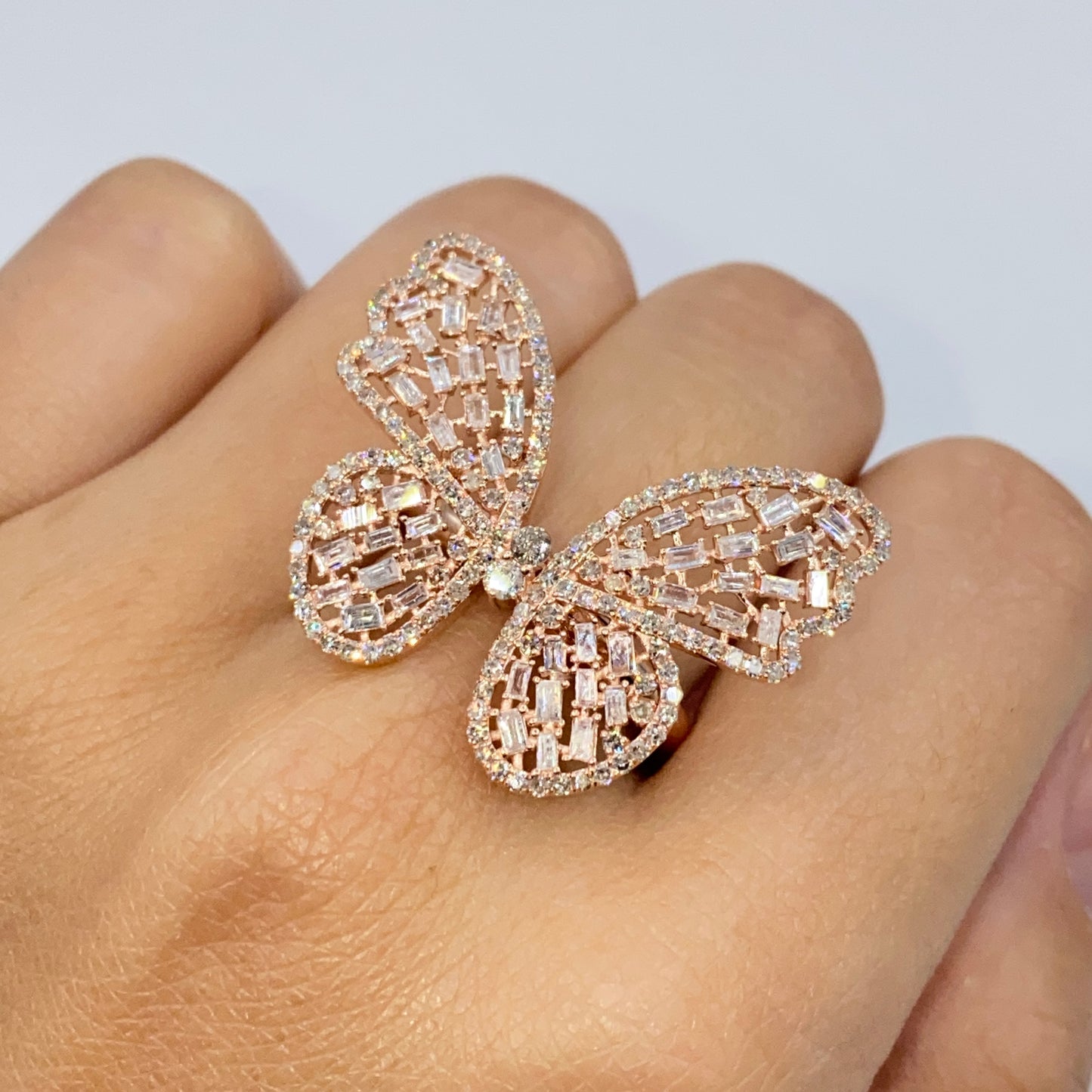 14K Jumbo Butterfly Diamond Ring