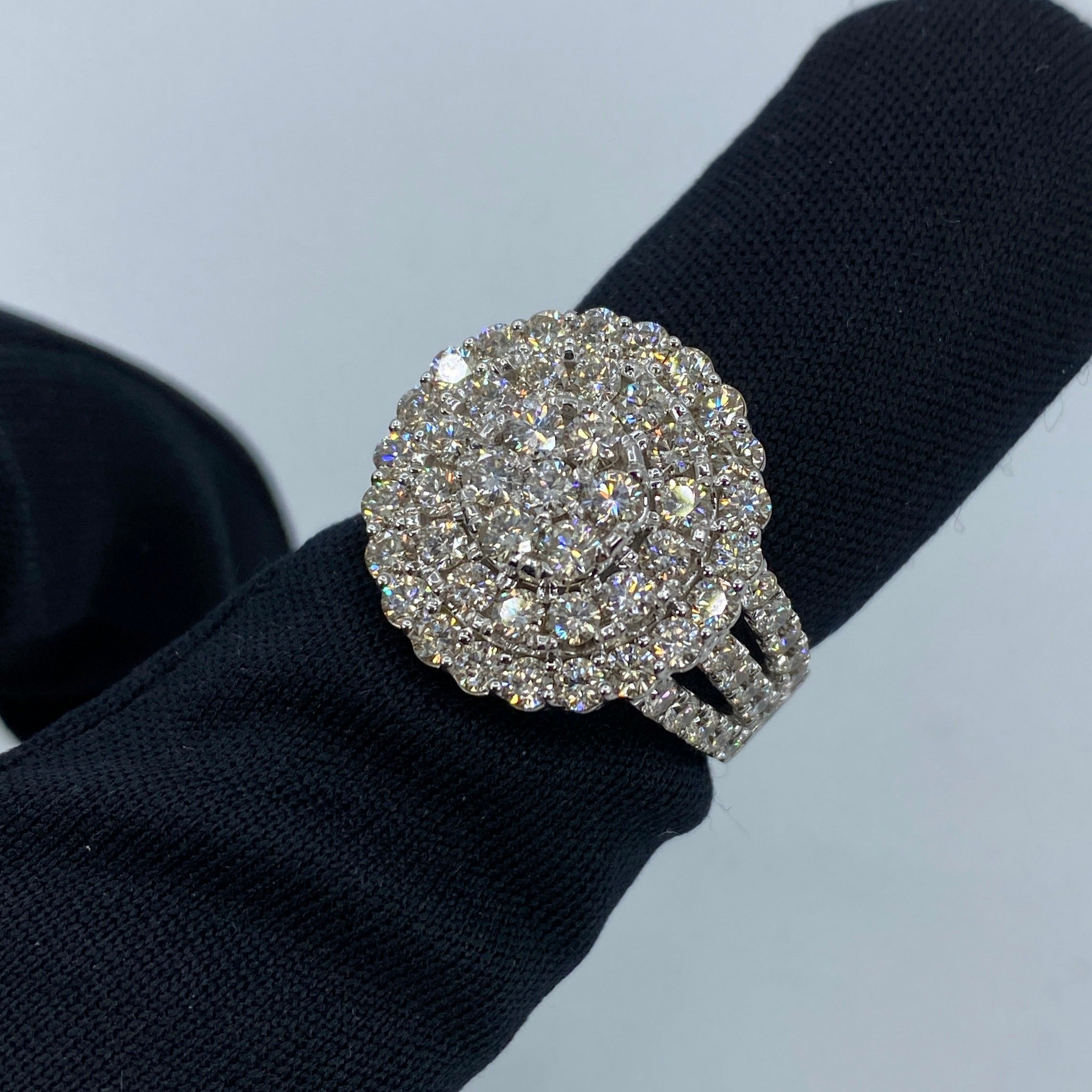 14K Jumbo Stacked Halo Diamond Engagement Ring