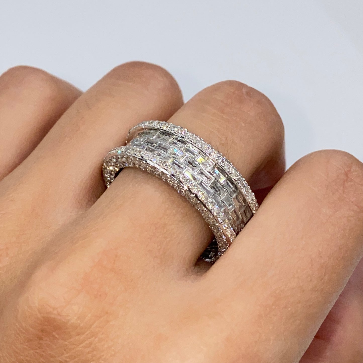14K 8MM Iced Infinity Diamond Baguette Ring