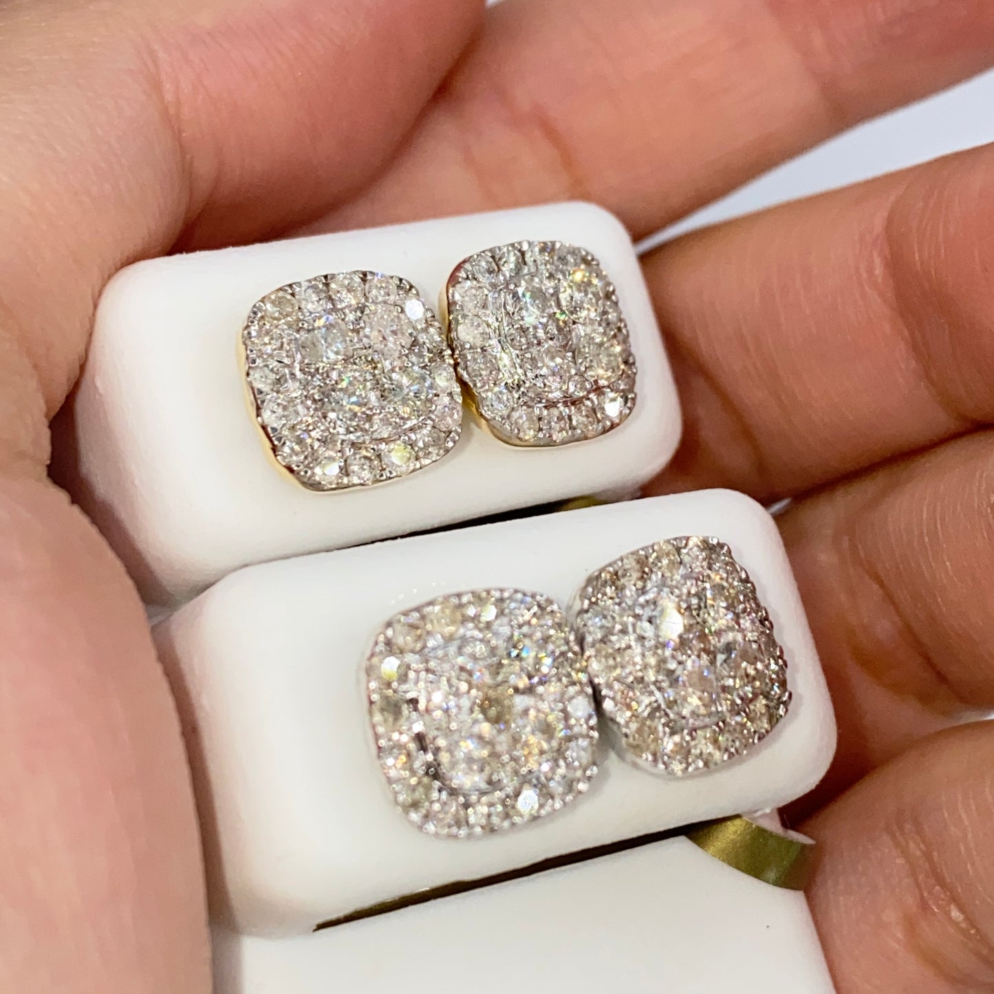 10K 10MM Rounded Square Halo Diamond Ring