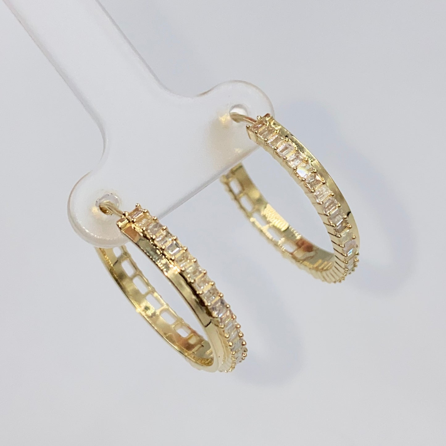14K Kendal Diamond Baguette Hoop Earrings