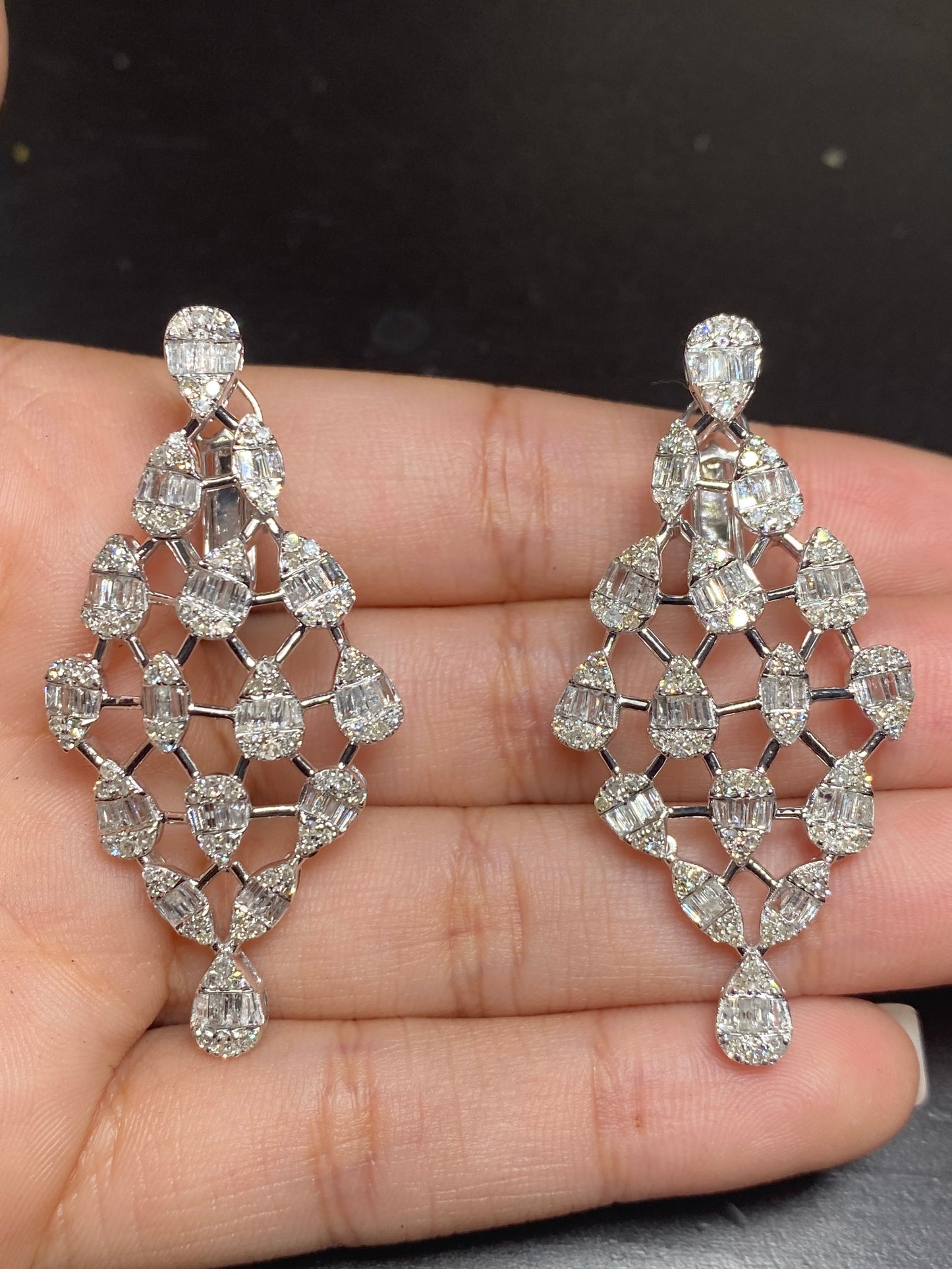 14K Bridal Baguette Web Earrings