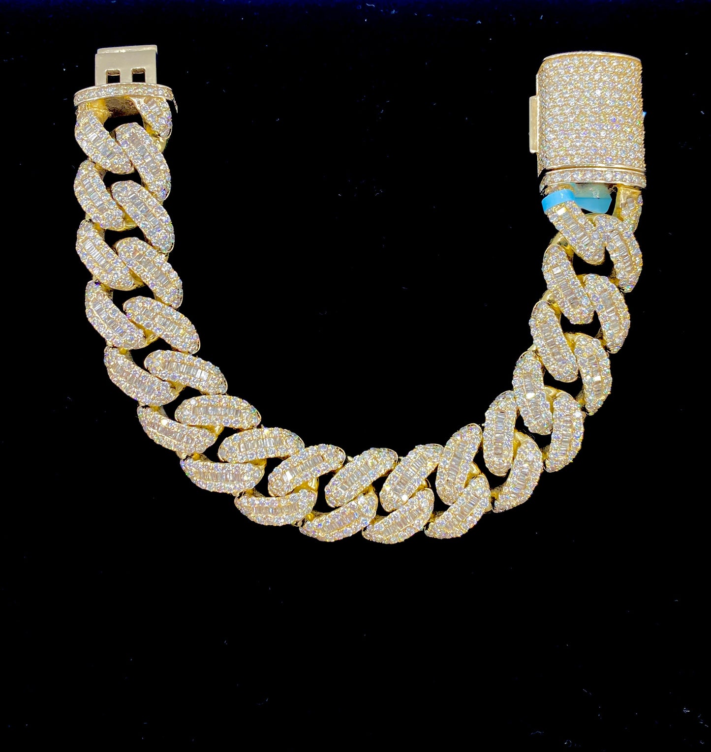14K Diamond Baguette Cuban Bracelet