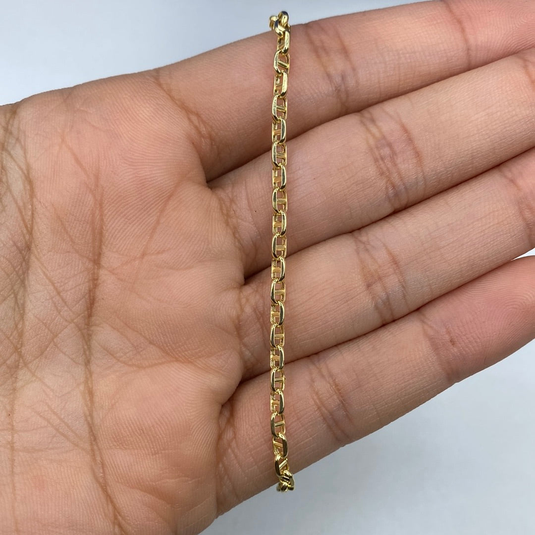 14K 3MM Mariner Link Bracelet 7"