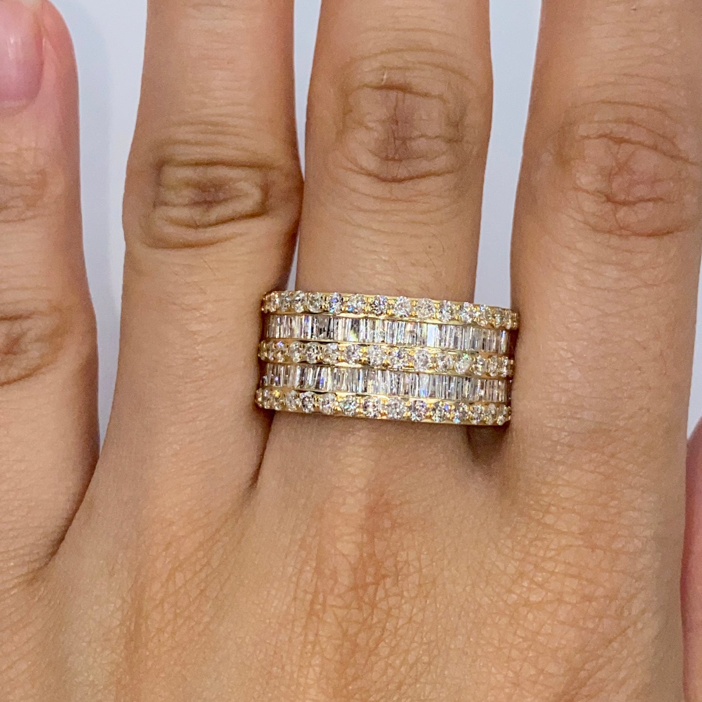 14K 11M Stacked Diamond Baguette Ring