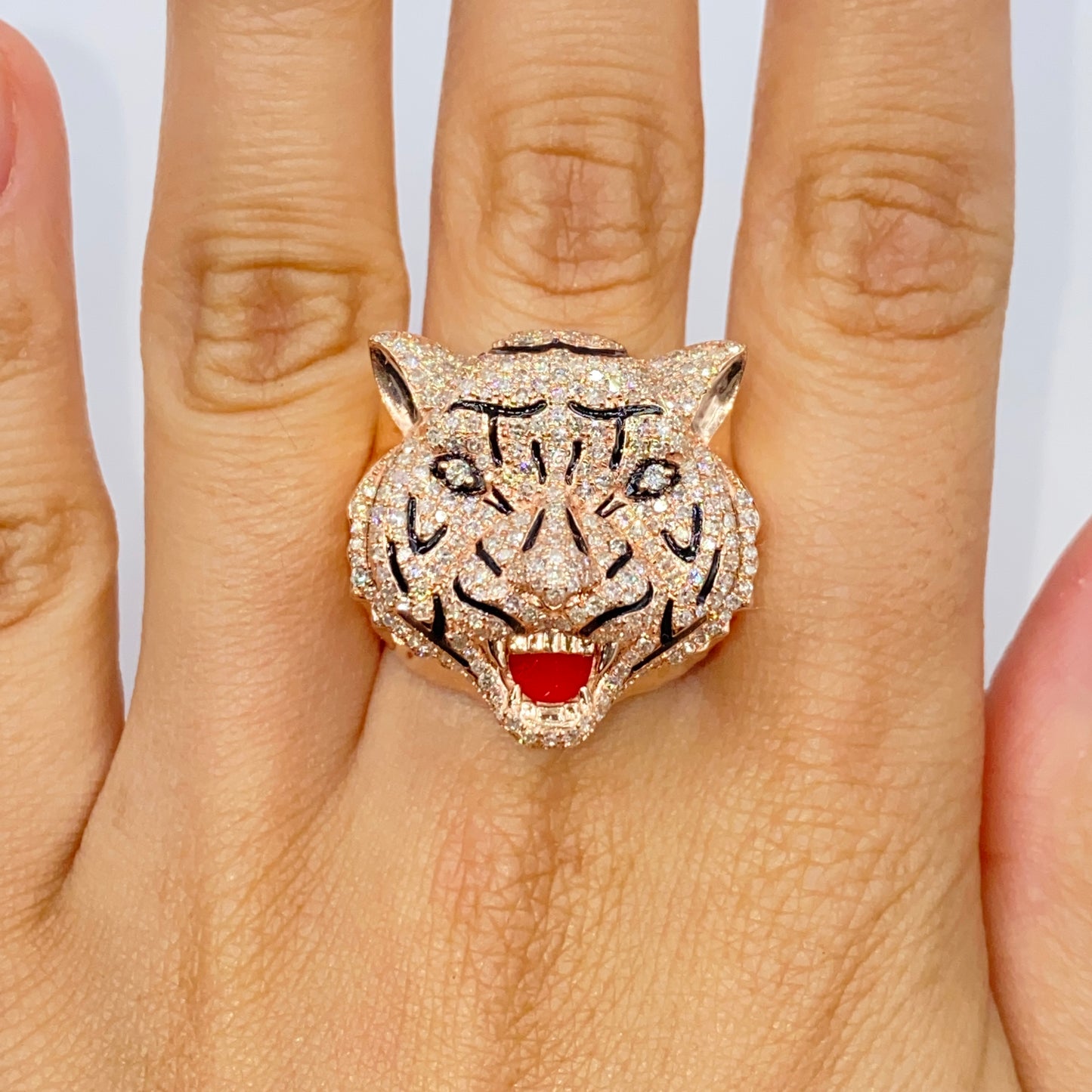 14K Tiger Diamond Ring