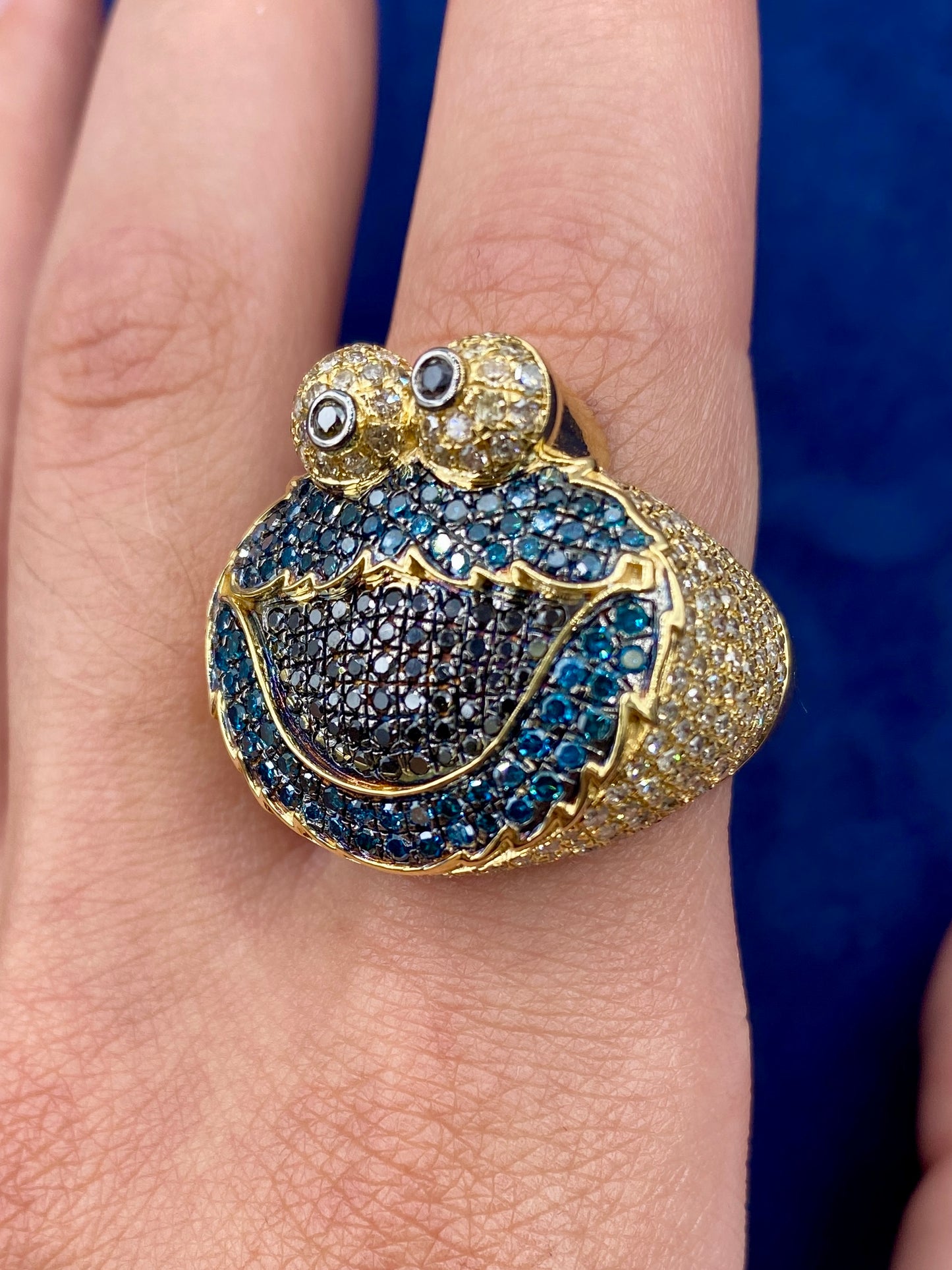 14K Diamond Cookie Monster Ring