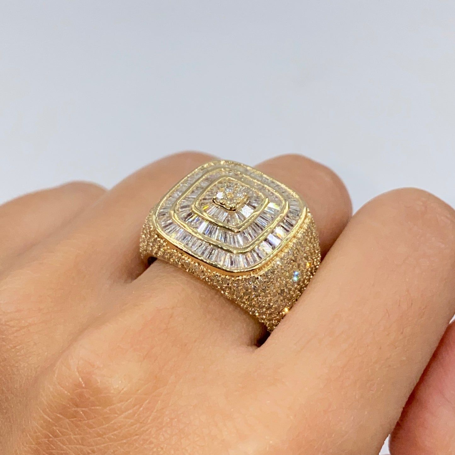 14K Jumbo Square Baguette Diamond Ring
