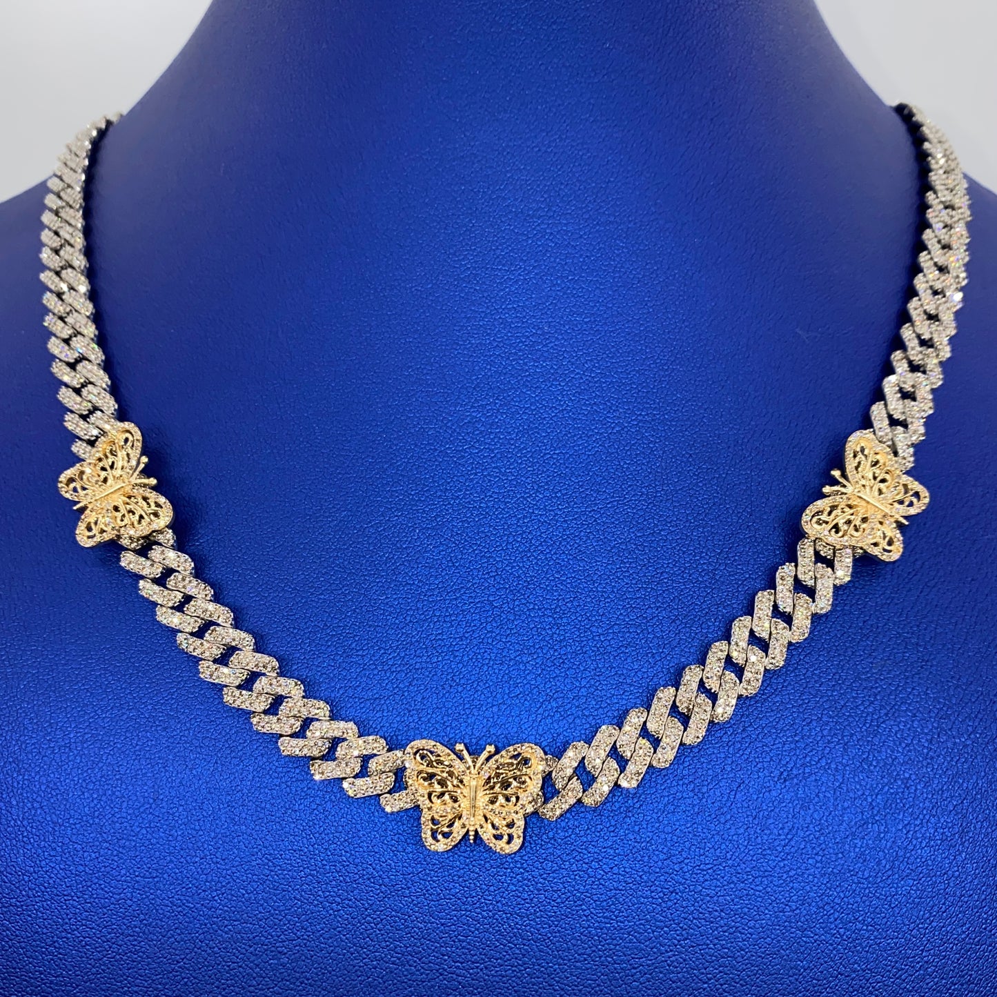 14K Good Days Butterfly Cuban Link Diamond Chain 18"