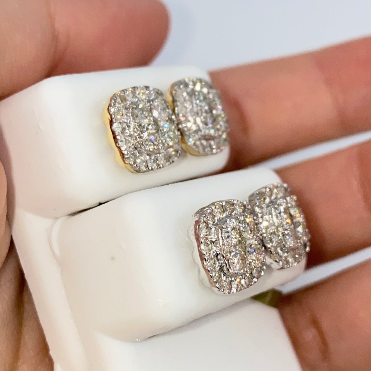 10K 10MM Rounded Square Halo Diamond Ring