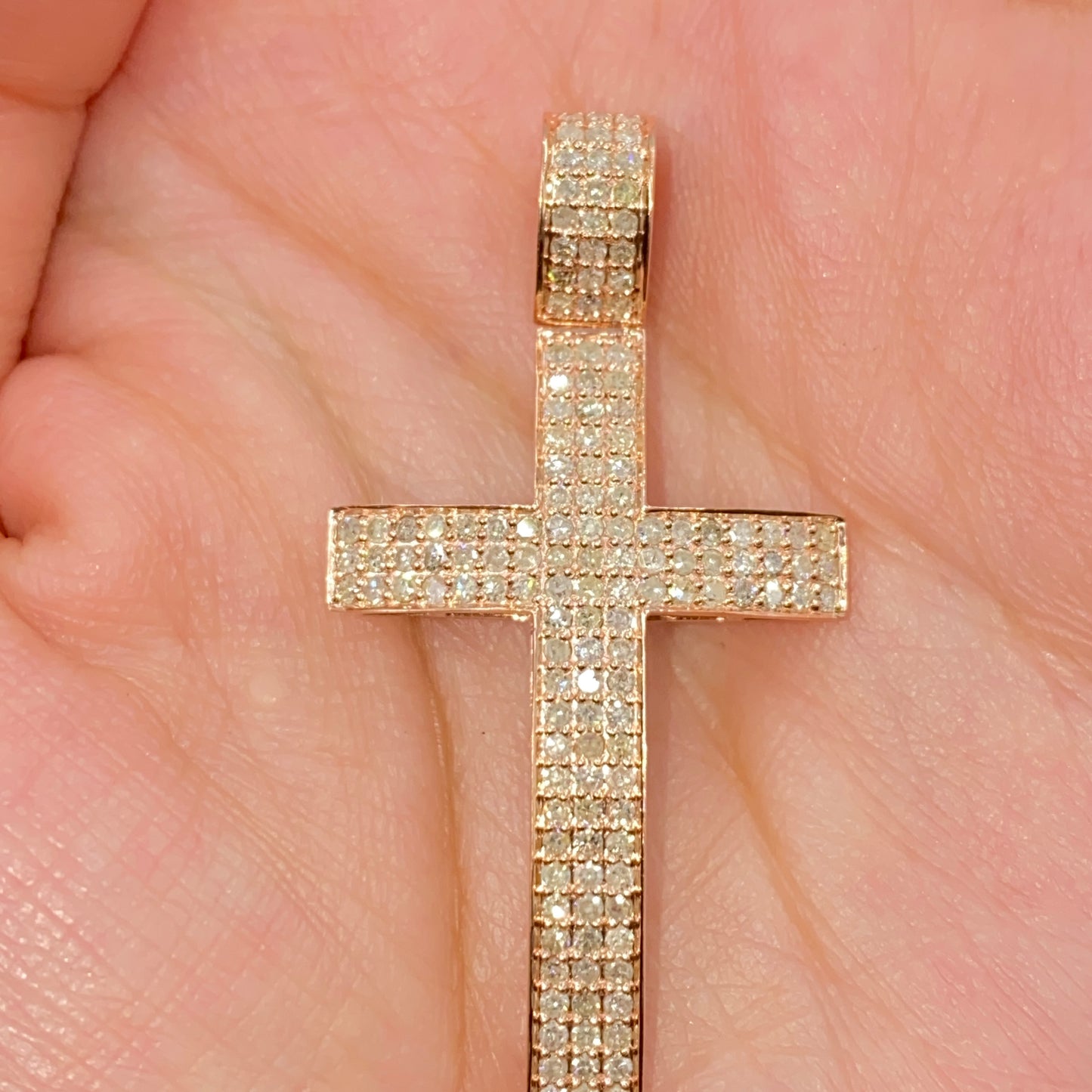 10K Modern Cross Diamond Pendant