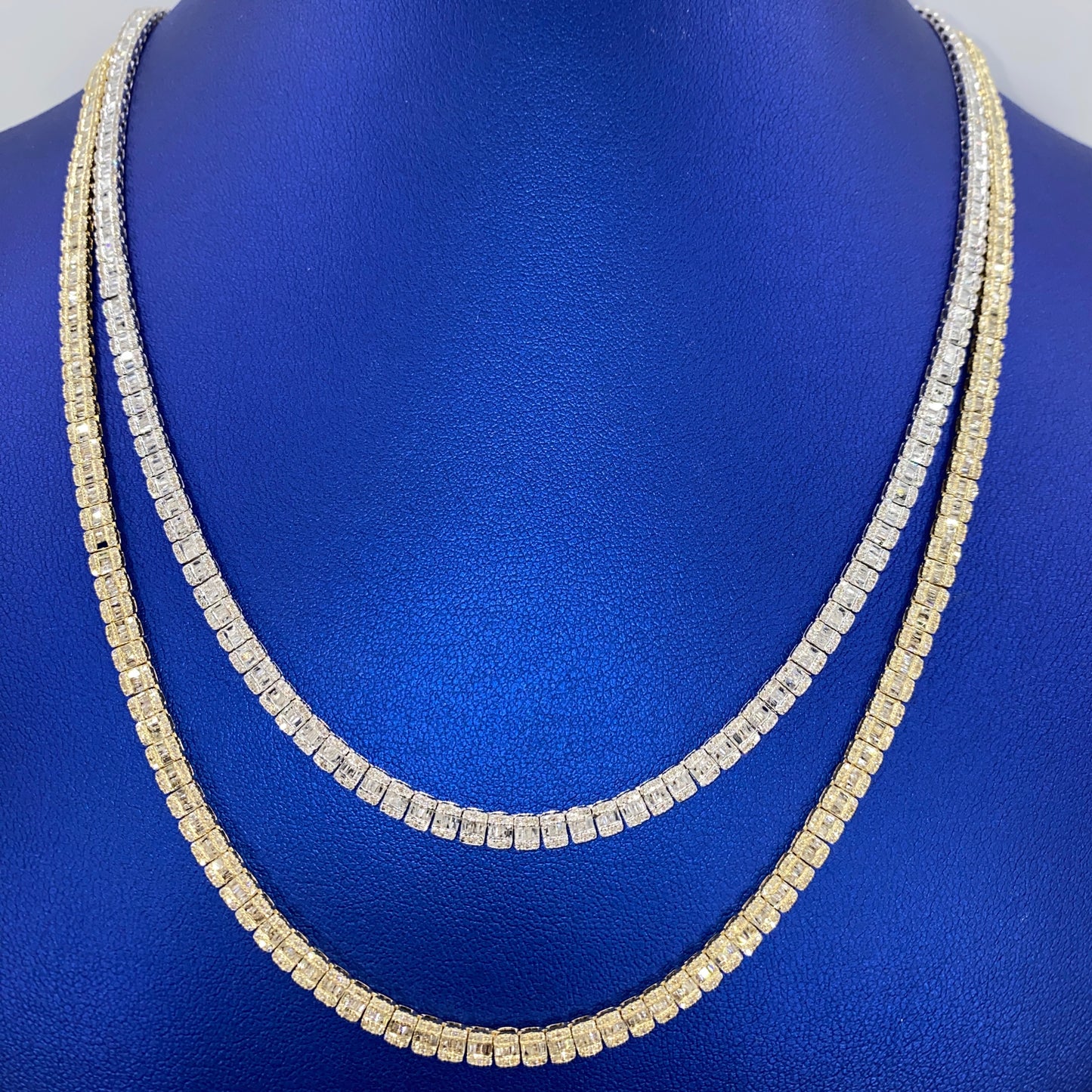 10K Rectangle Diamond Baguette Tennis Chain