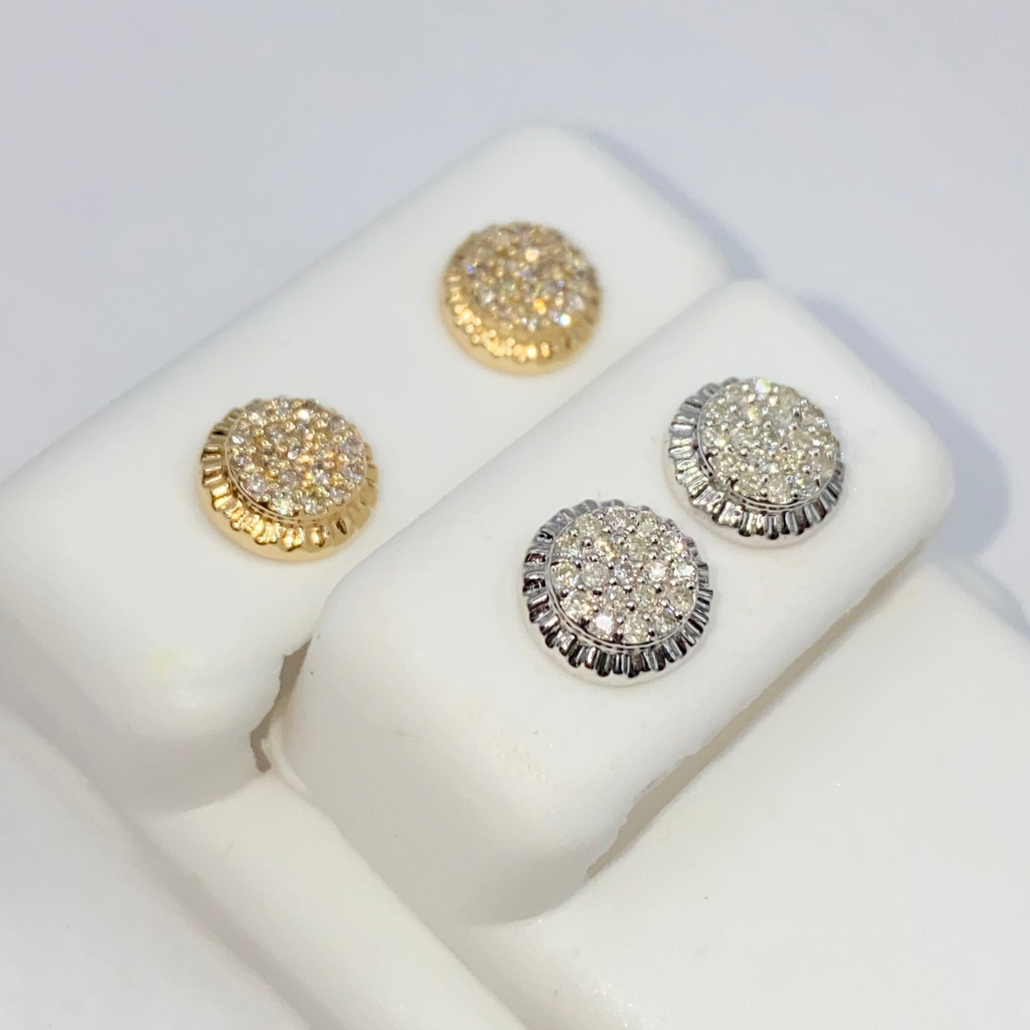 14K 8MM Circle Diamond Earrings