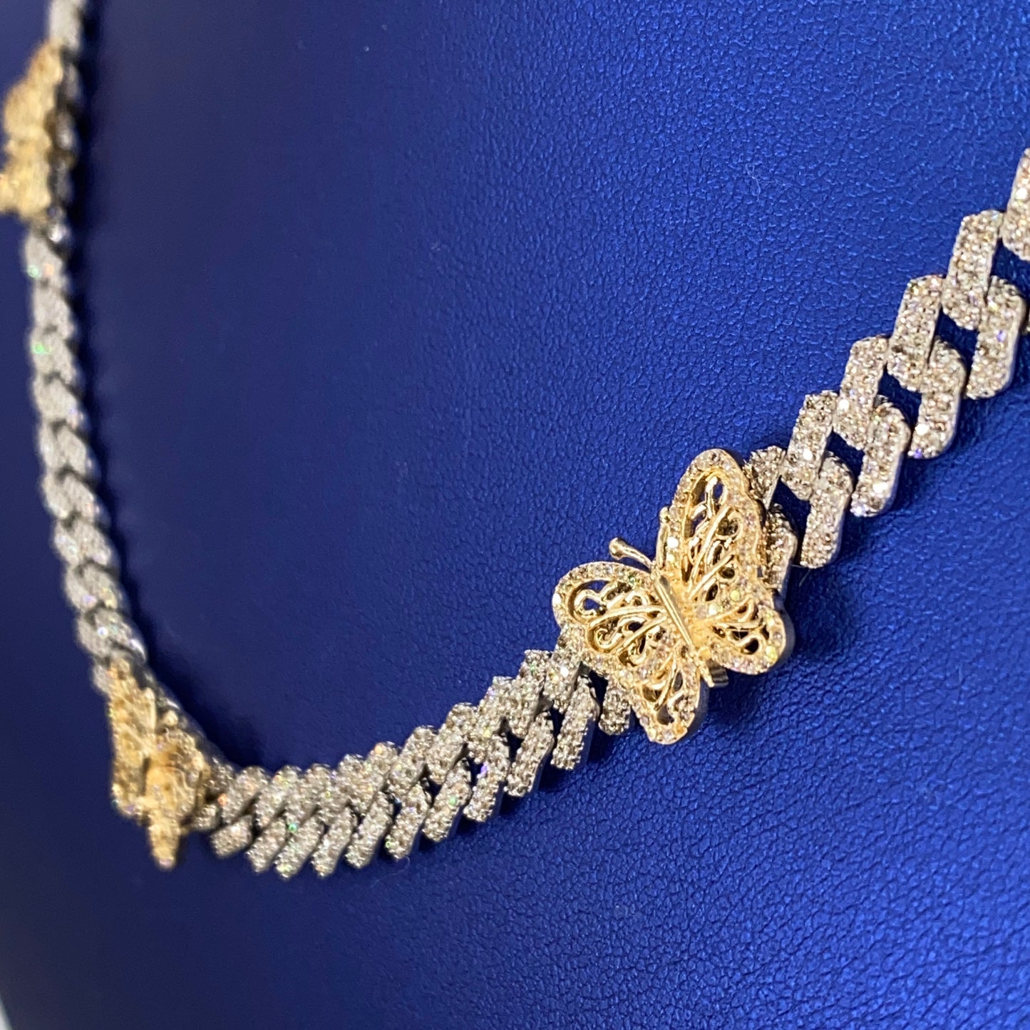 14K Good Days Butterfly Cuban Link Diamond Chain 18"
