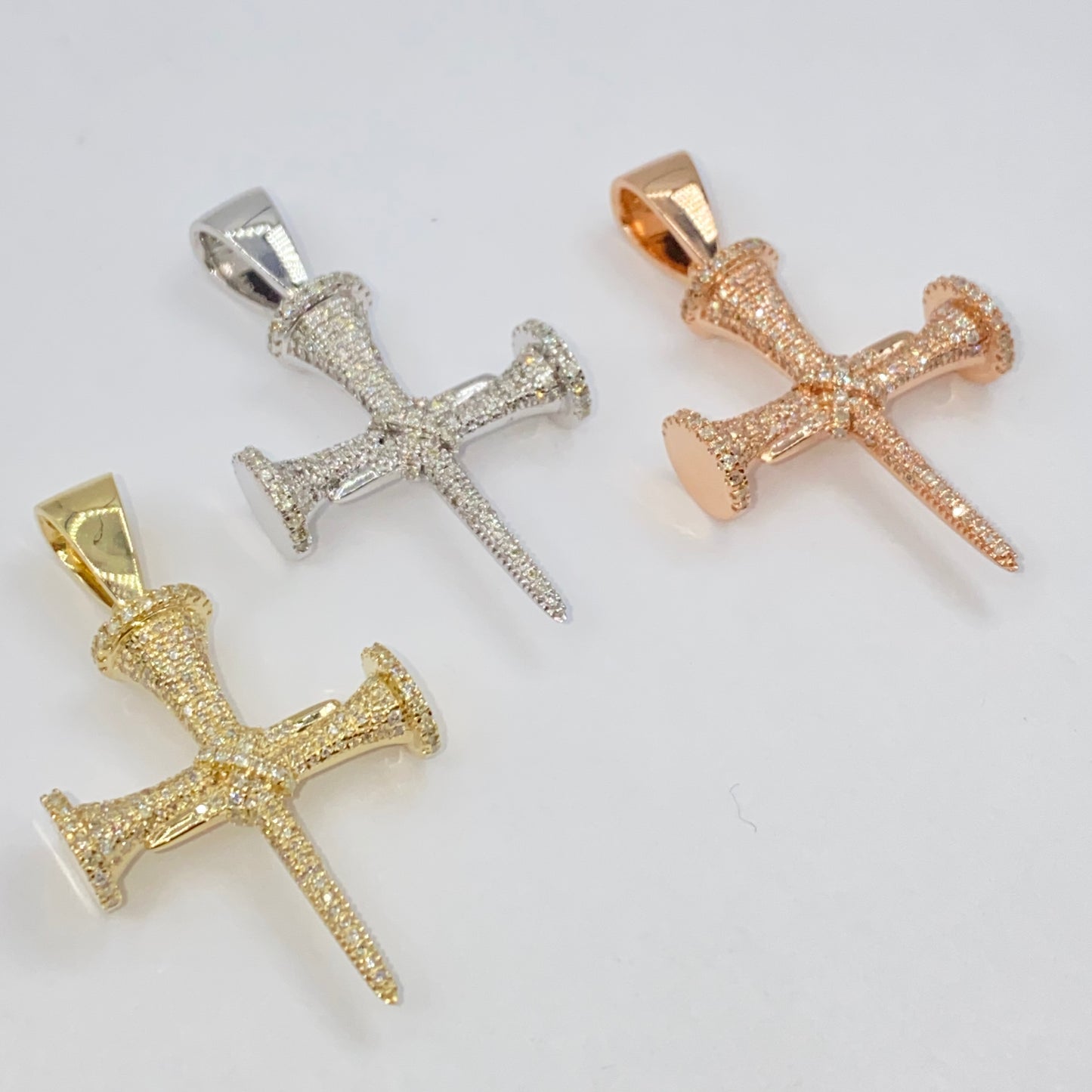 10K Nail Cross Diamond Pendant