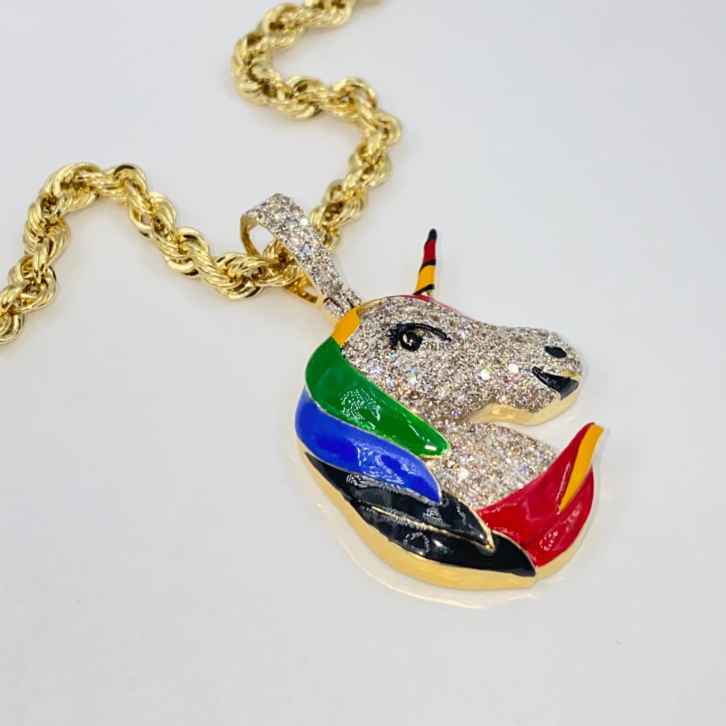 14K Pride Rainbow Unicorn Diamond Pendant