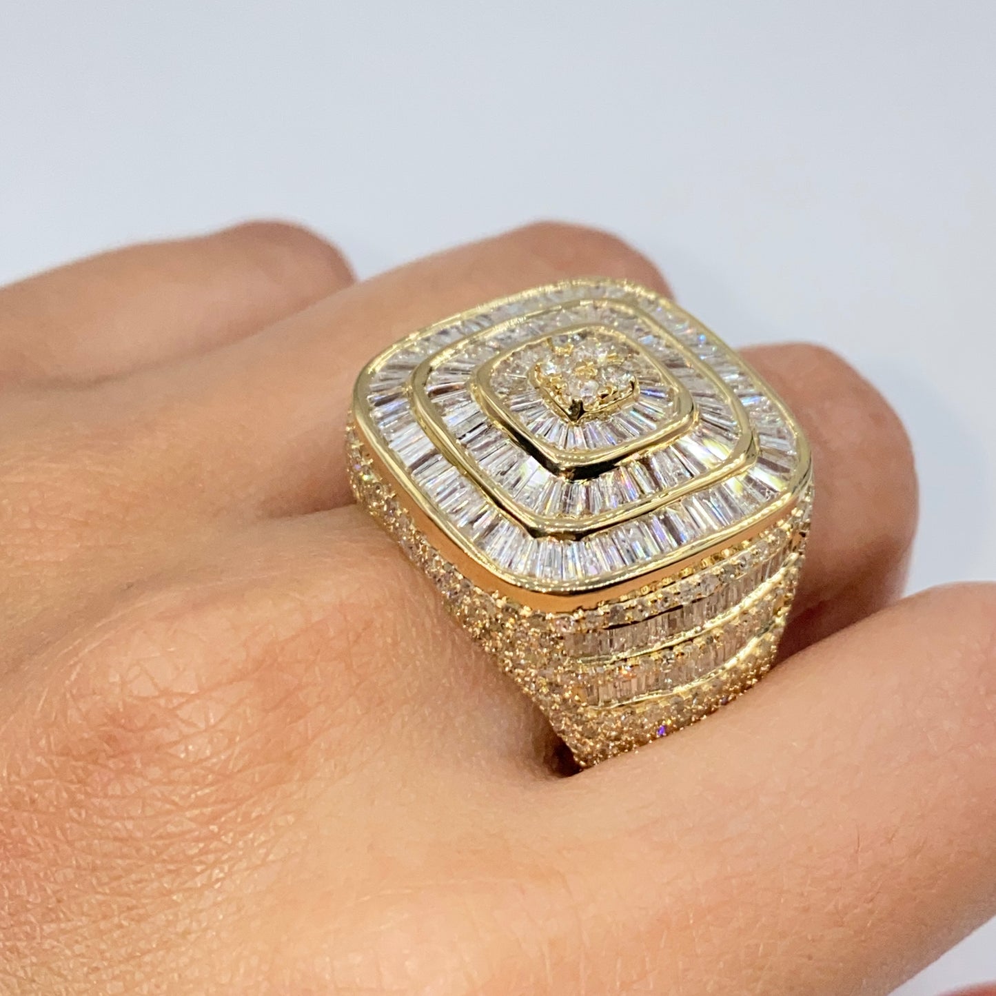 14K Jumbo Square Baguette Diamond Ring