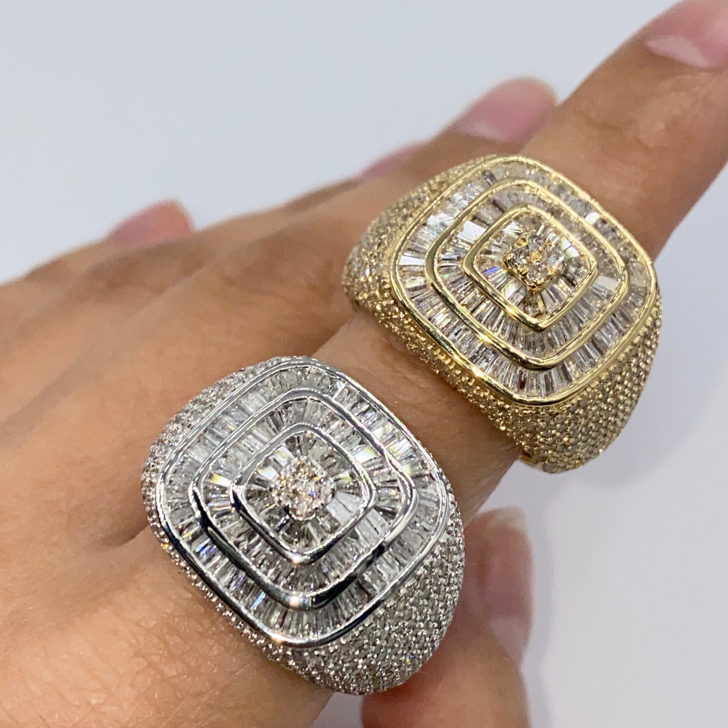14K Jumbo Square Baguette Diamond Ring