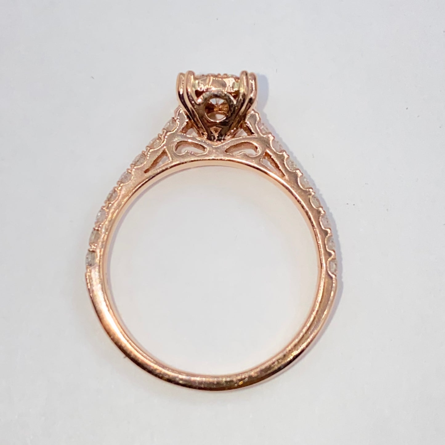 14K Rosebud Halo Diamond Engagement Ring