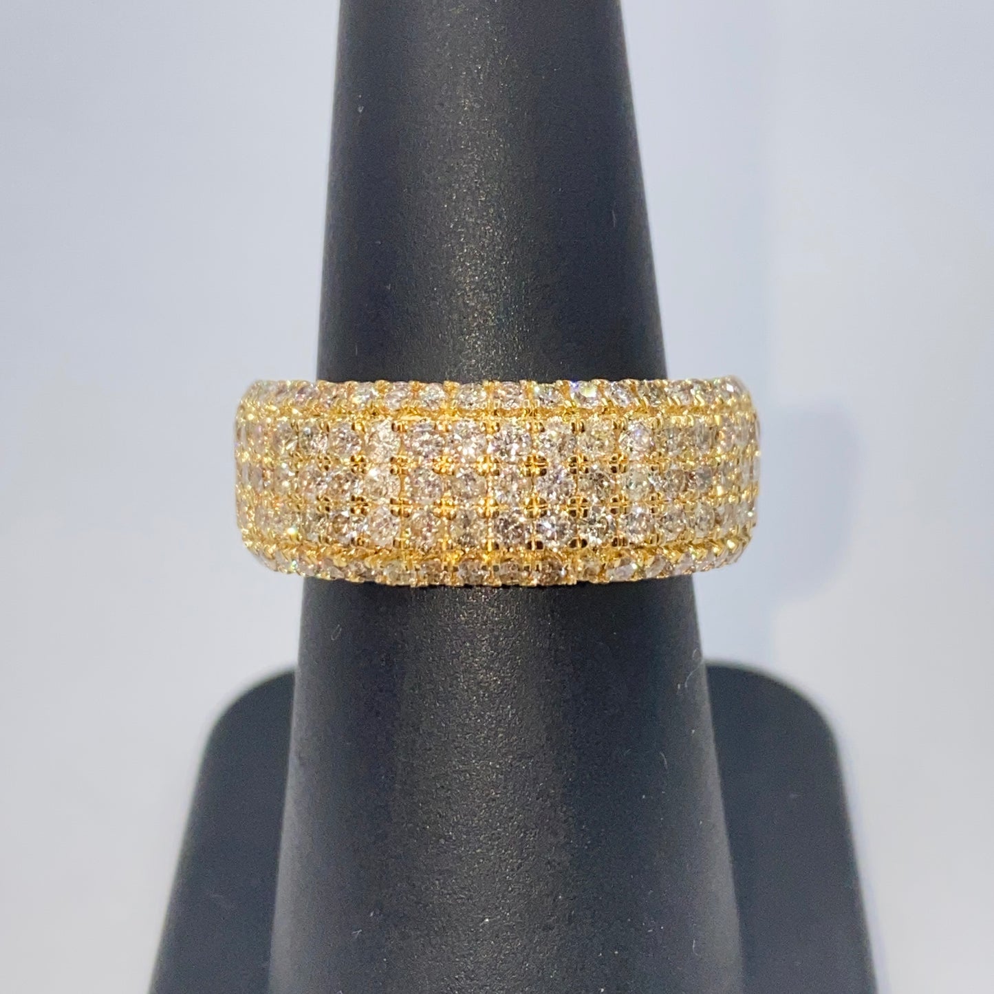 14K 8MM Iced Stack Diamond Ring Band