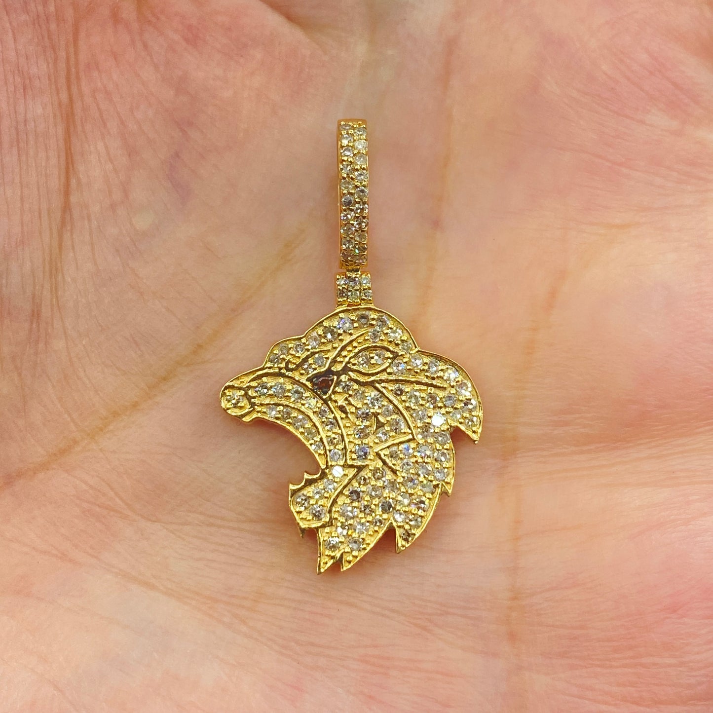 14K Iced Roaring Lion Diamond Pendant