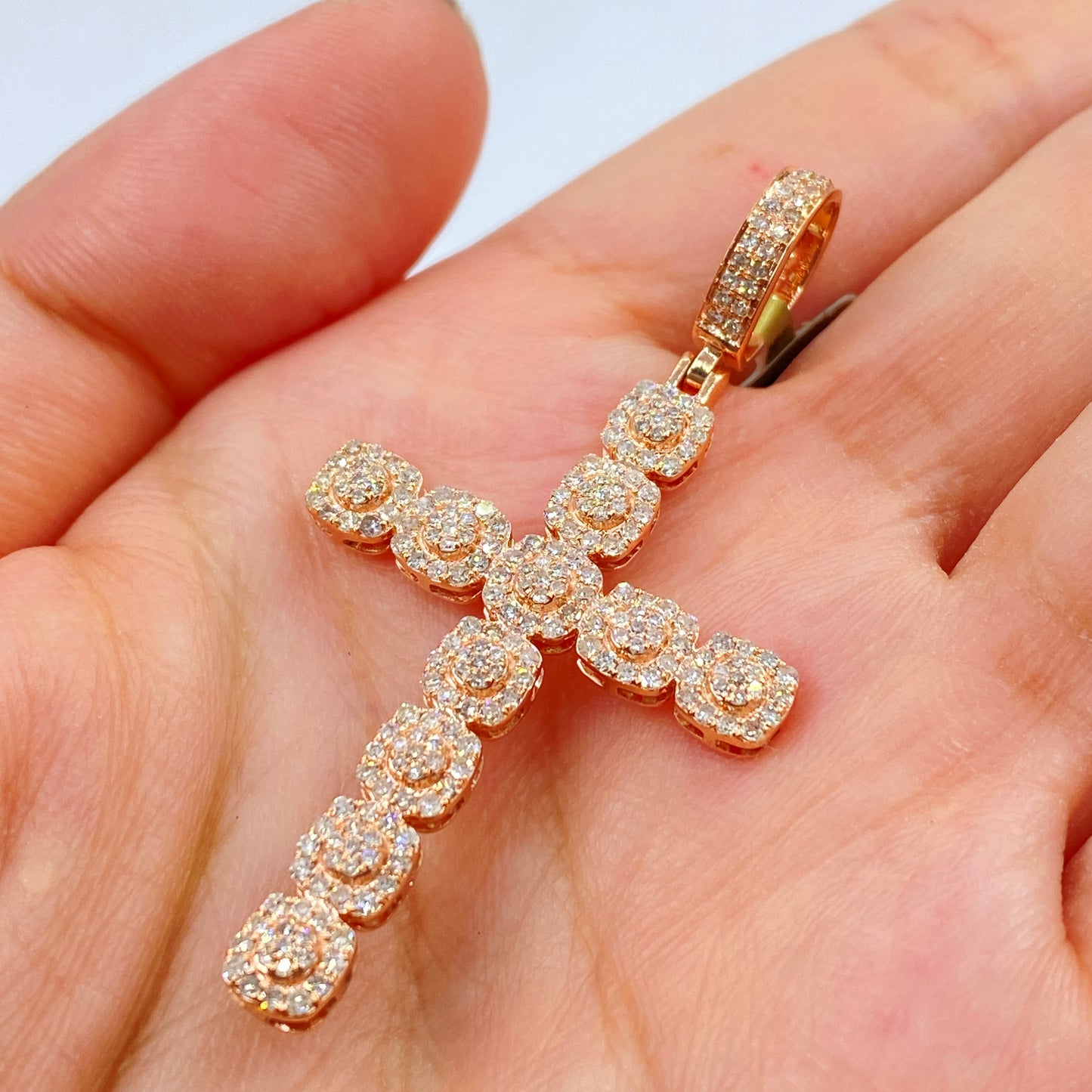10K Cross Diamond Pendant 2"