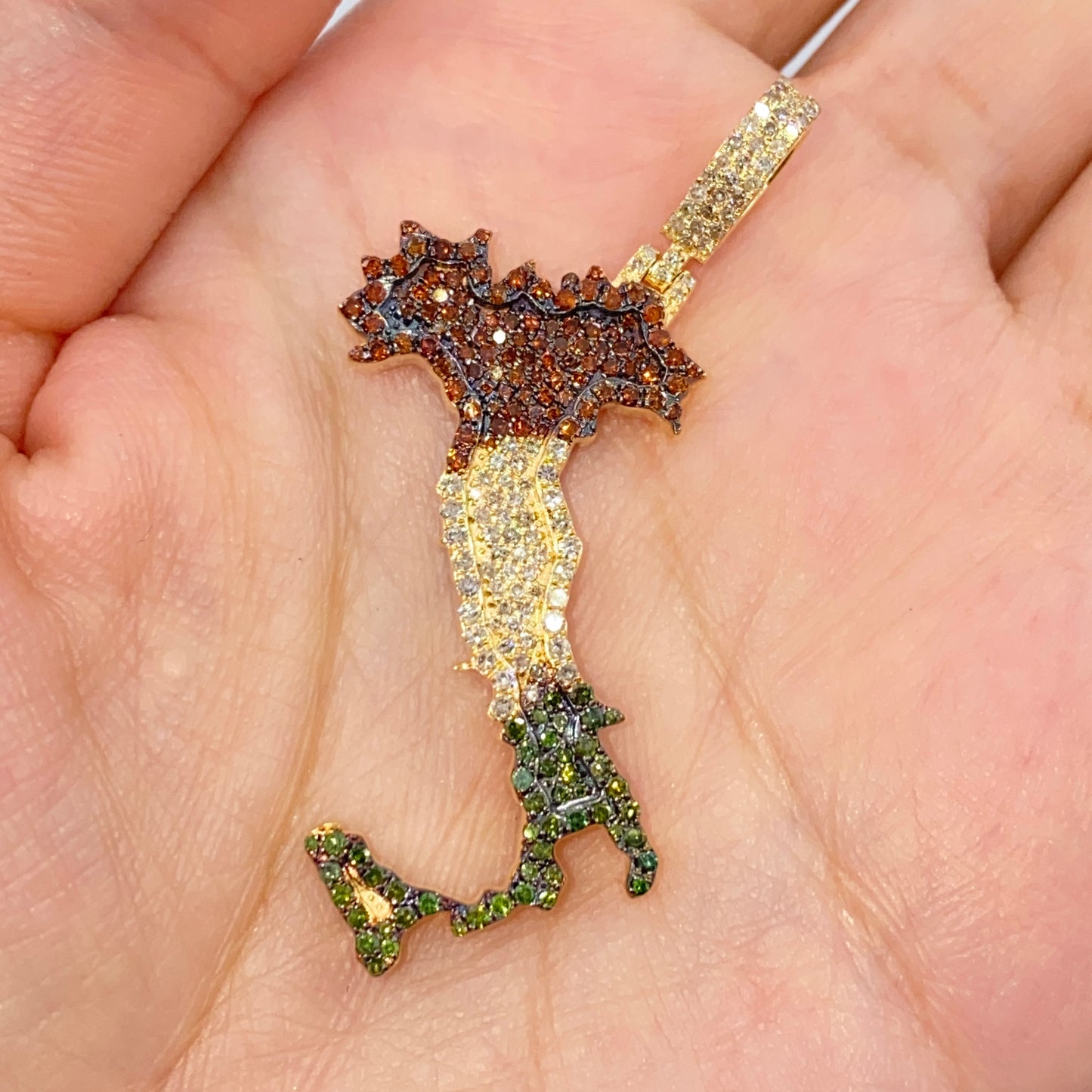 14K Italy Flag Diamond Pendant