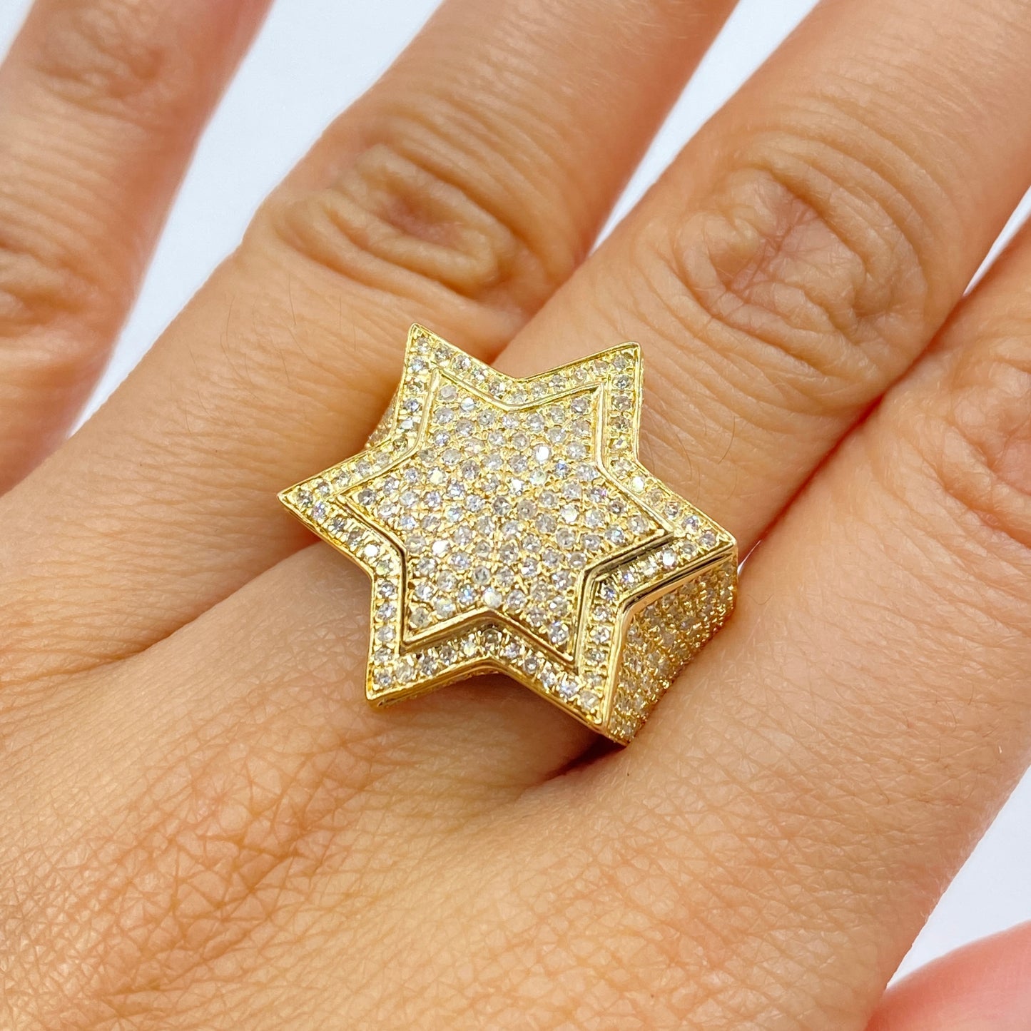 10K Halo Star Diamond Ring