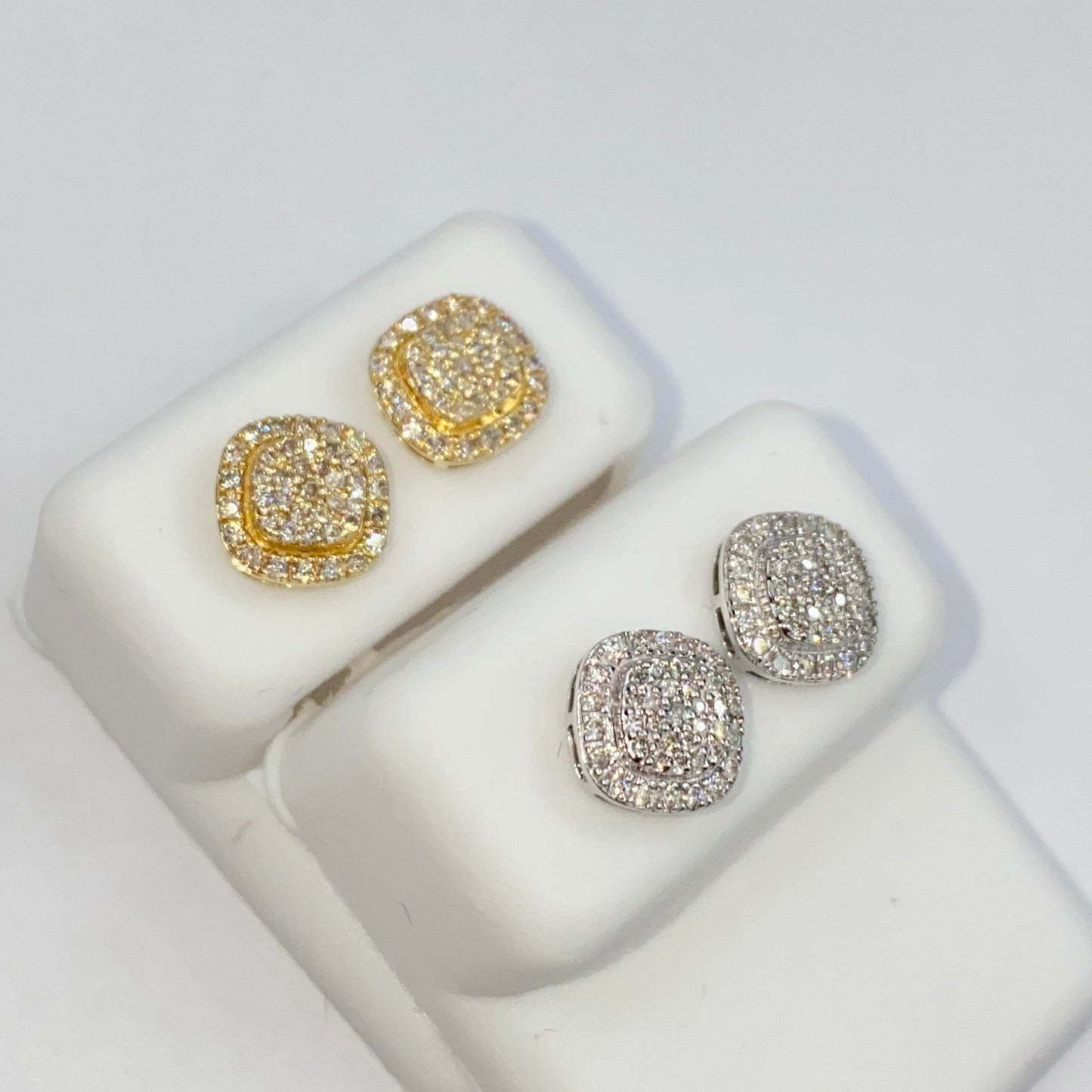 14K 8MM Marcia Rounded Square Diamond Earrings