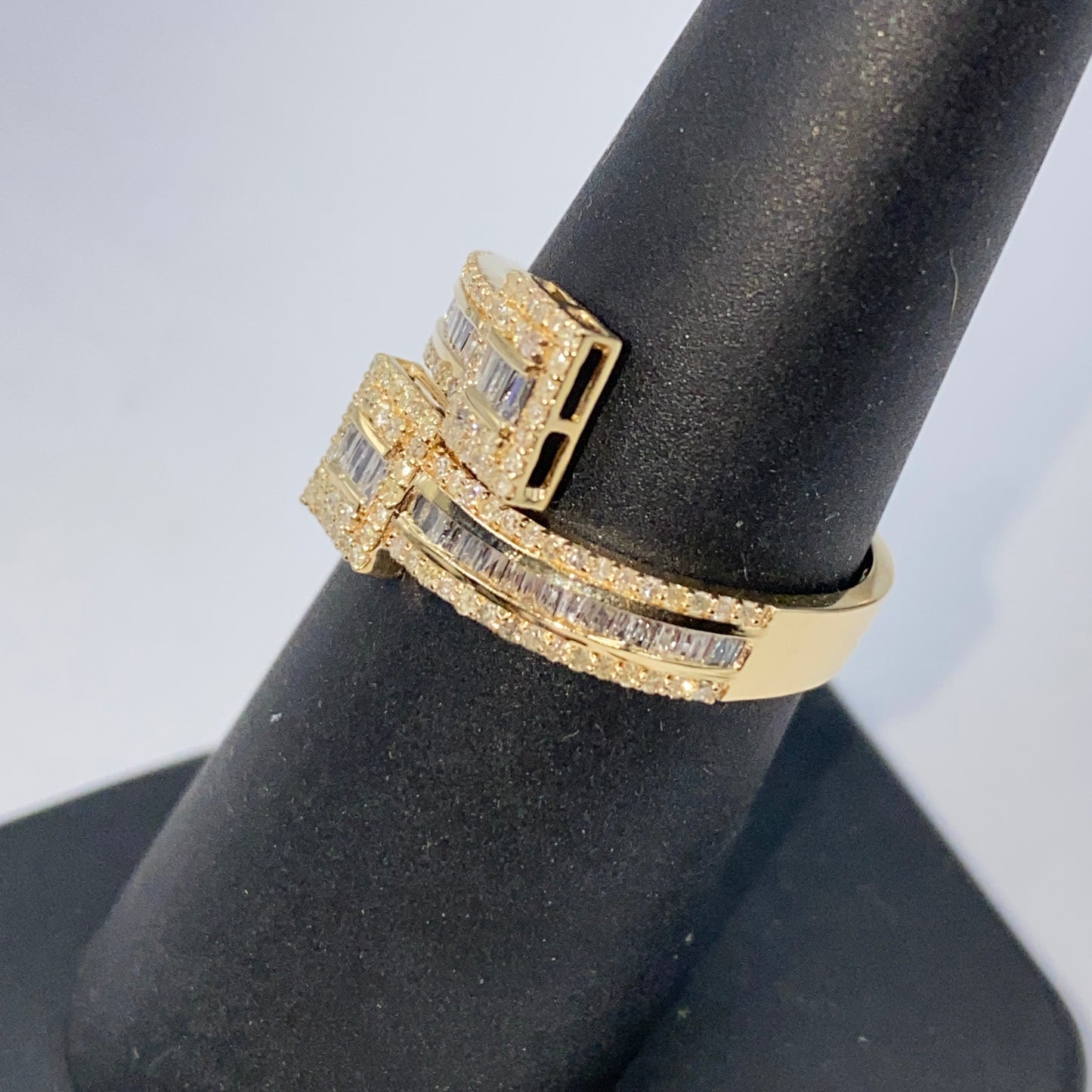 14K Square Bangle Wrap Diamond Ring