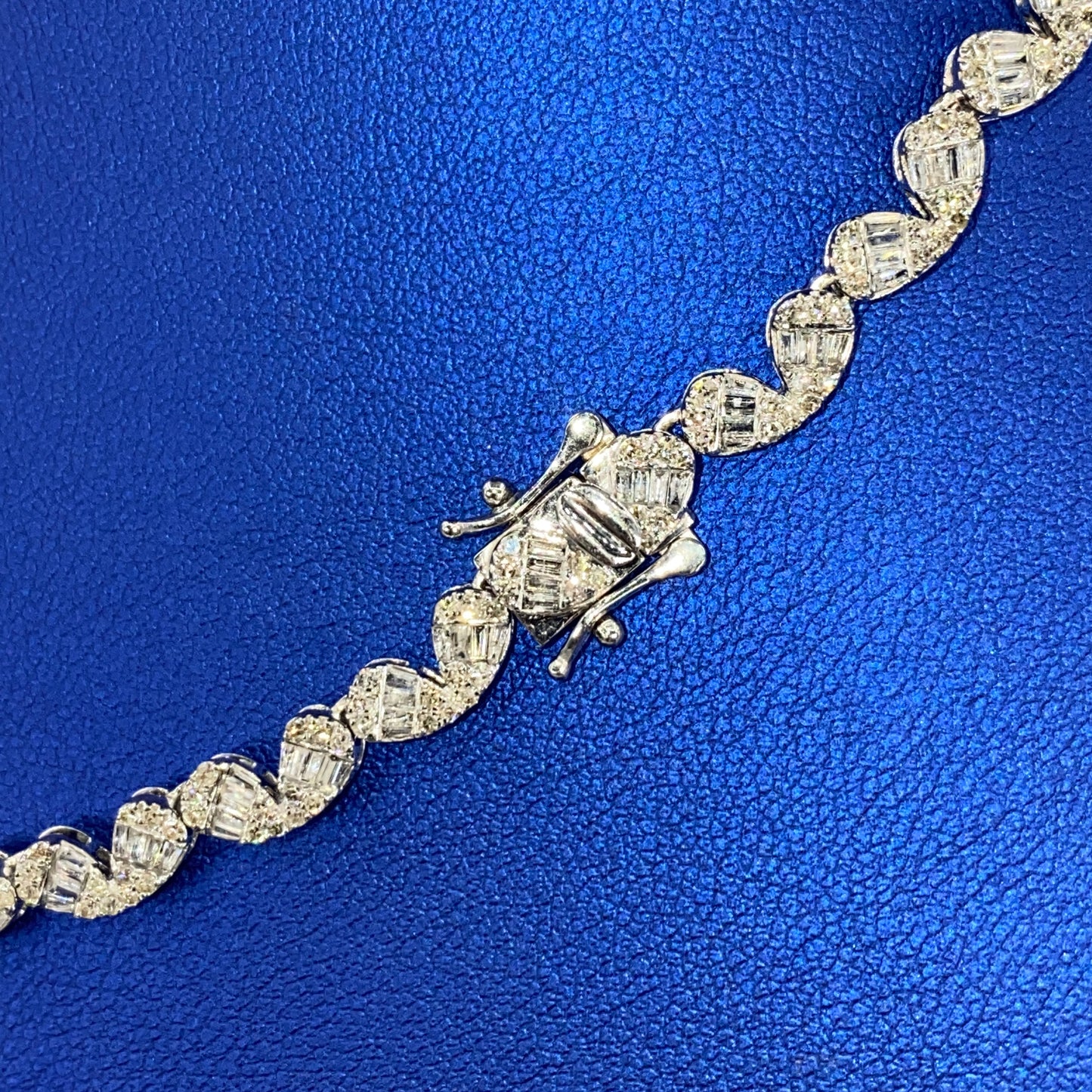 14K Heart Pear Link Diamond Tennis Chain Necklace