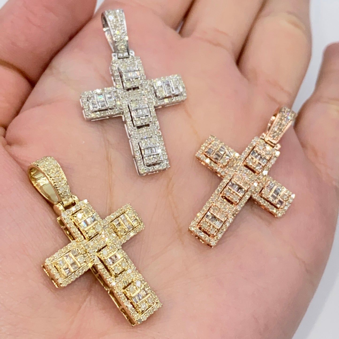 10K Humble Cross Diamond Baguette Pendant