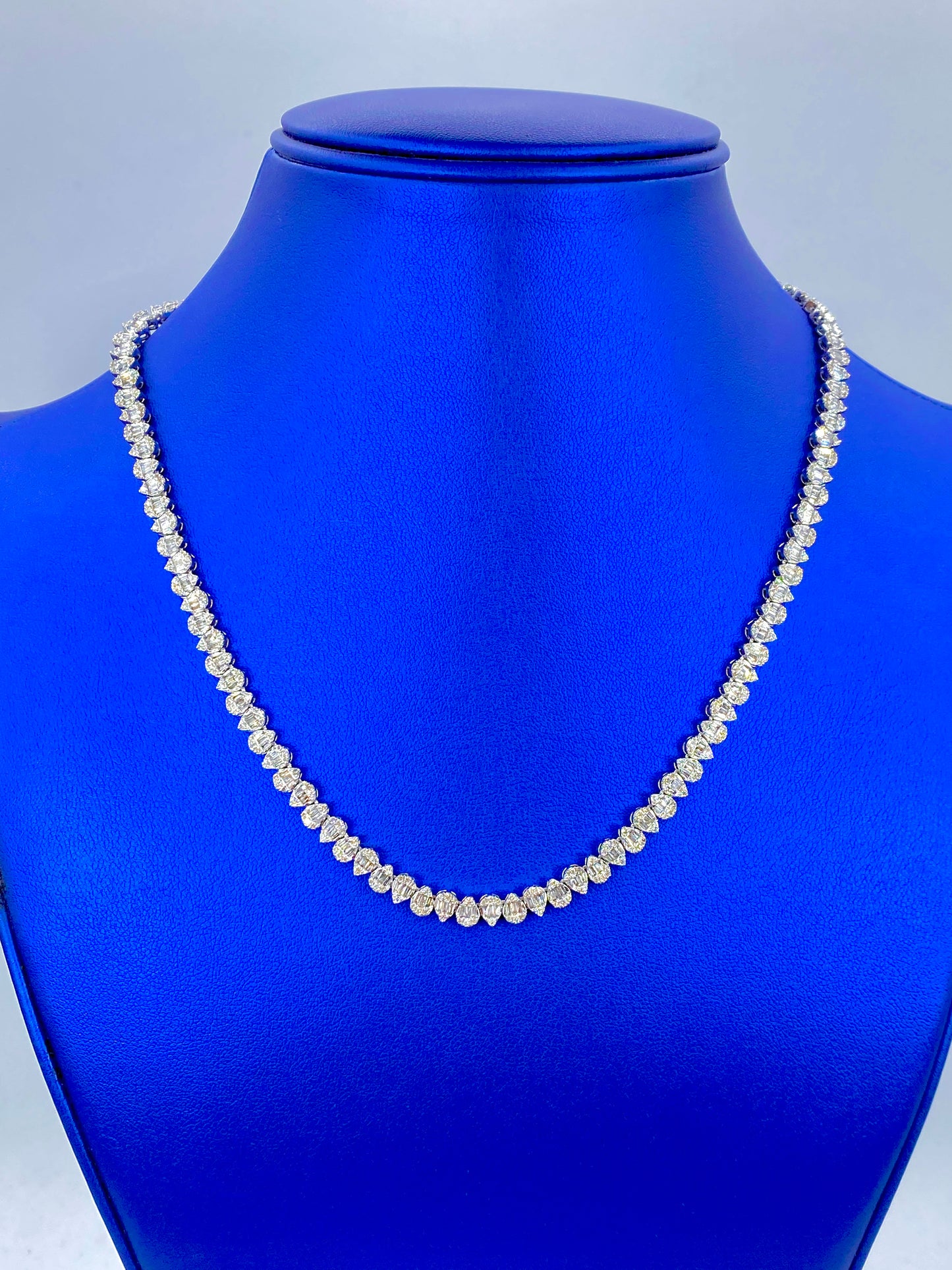 14K Bridal Baguette Pear Tennis Chain