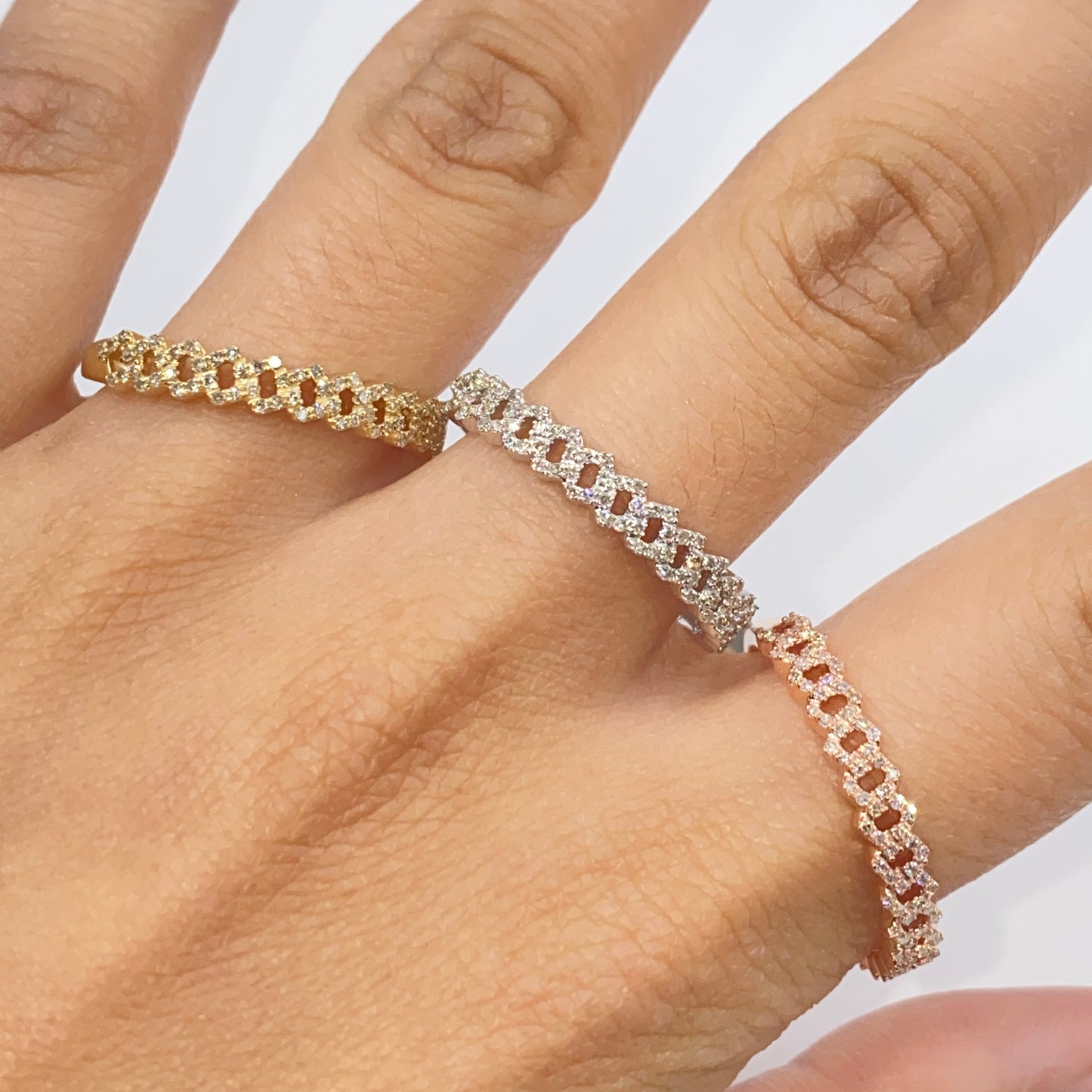 14K 4M Cuban Link Diamond Ring