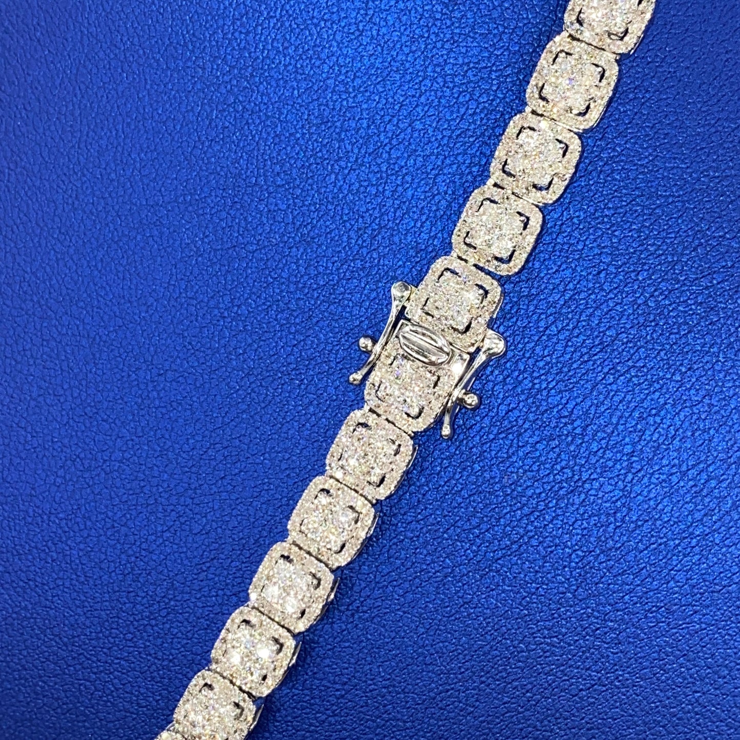 10K Square Tower Diamond Tennis Chain Necklace