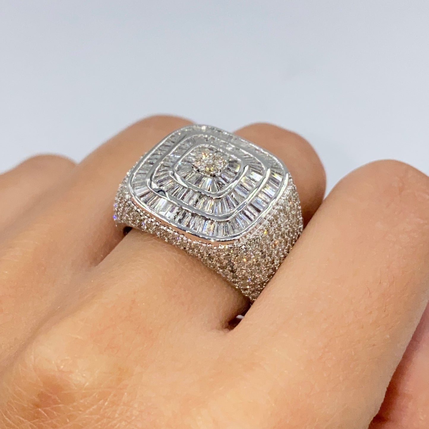 14K Jumbo Square Baguette Diamond Ring
