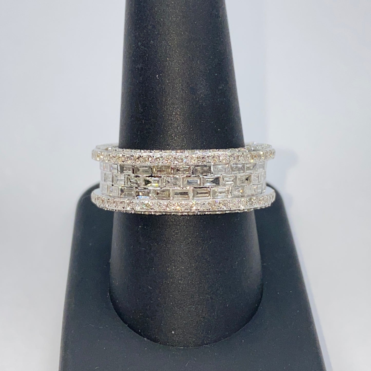 14K 8MM Iced Infinity Diamond Baguette Ring