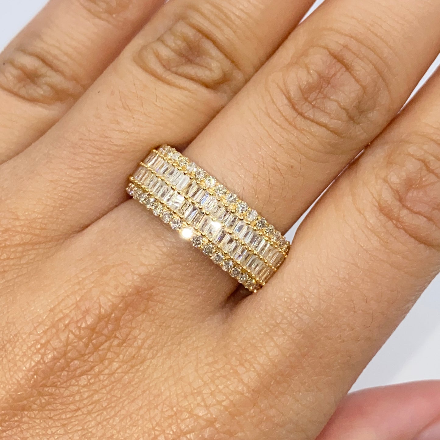 14K 8.2MM Diamond Baguette Ring Band