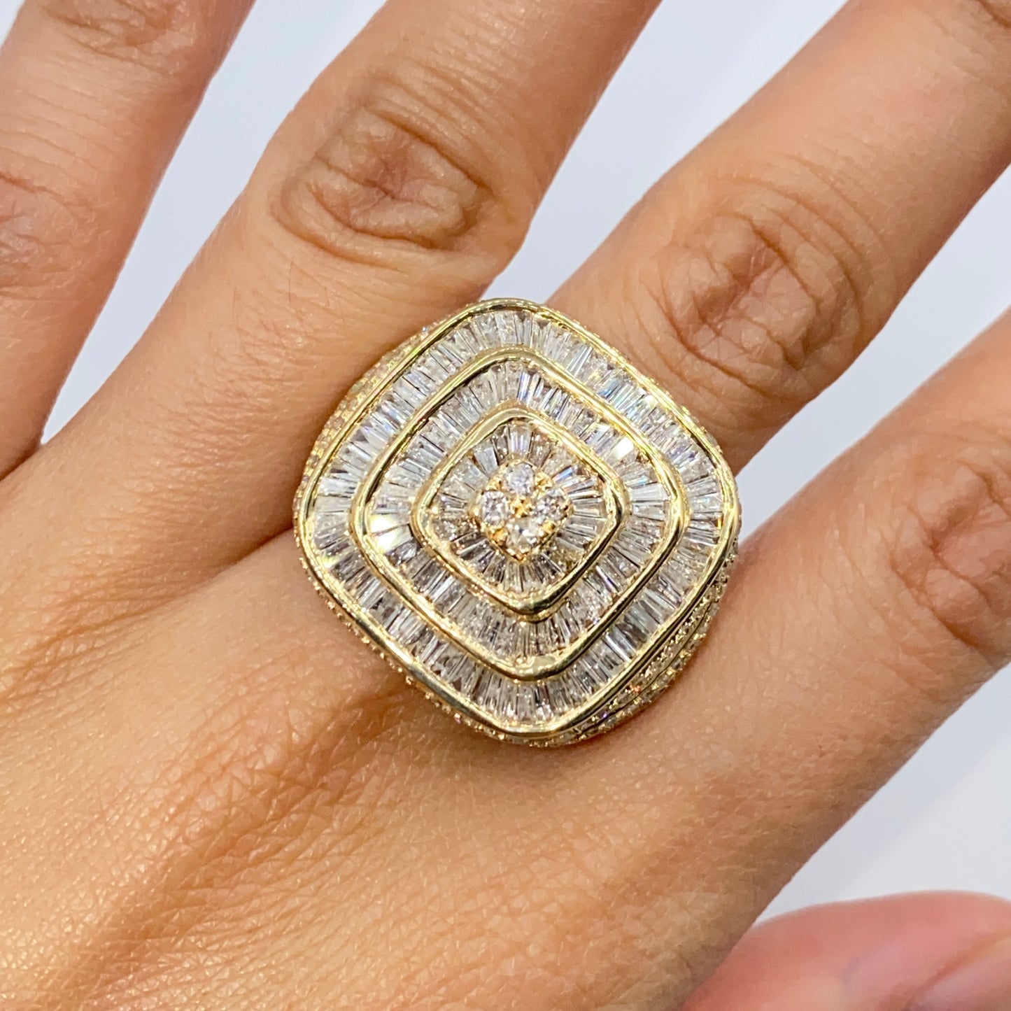 14K Jumbo Square Baguette Diamond Ring