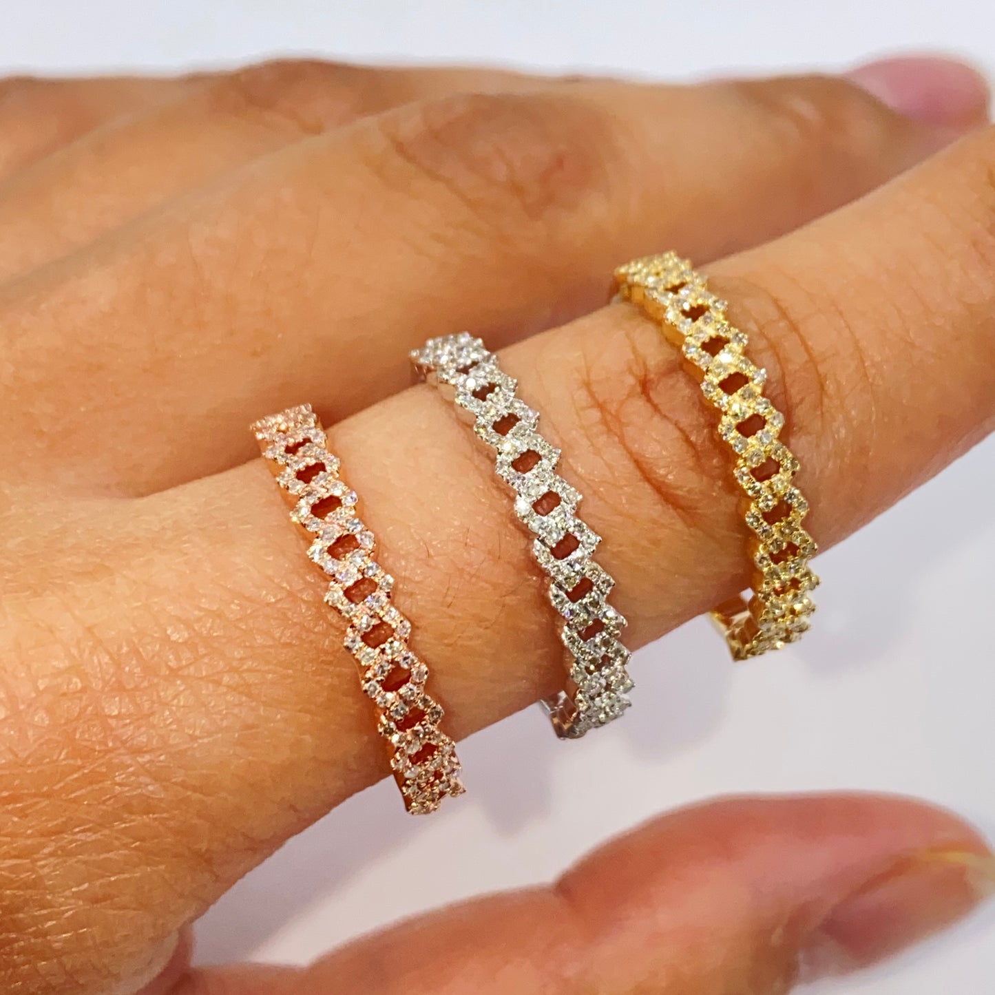 14K 4M Cuban Link Diamond Ring